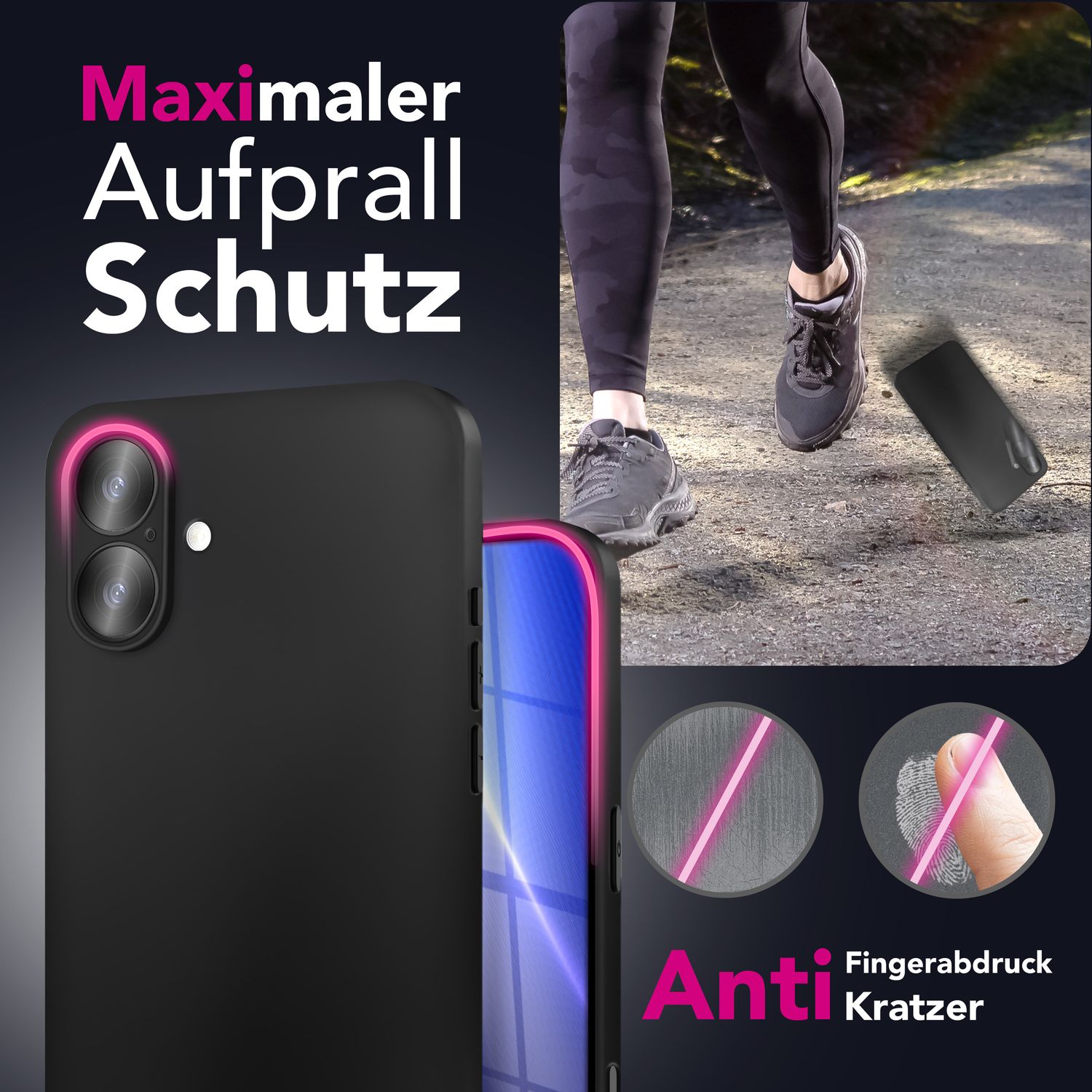 NALIA Hülle Strider für Apple iPhone 17 (Mattes Slim-Case) - 1,28mm Dünn, Flexibles TPU Silikon, Integrierter Tastenschutz, Fingerabdruck-Reduzierend, Handy Schutzhülle - Schwarz Default Title NALIA SlimFit Hüllen