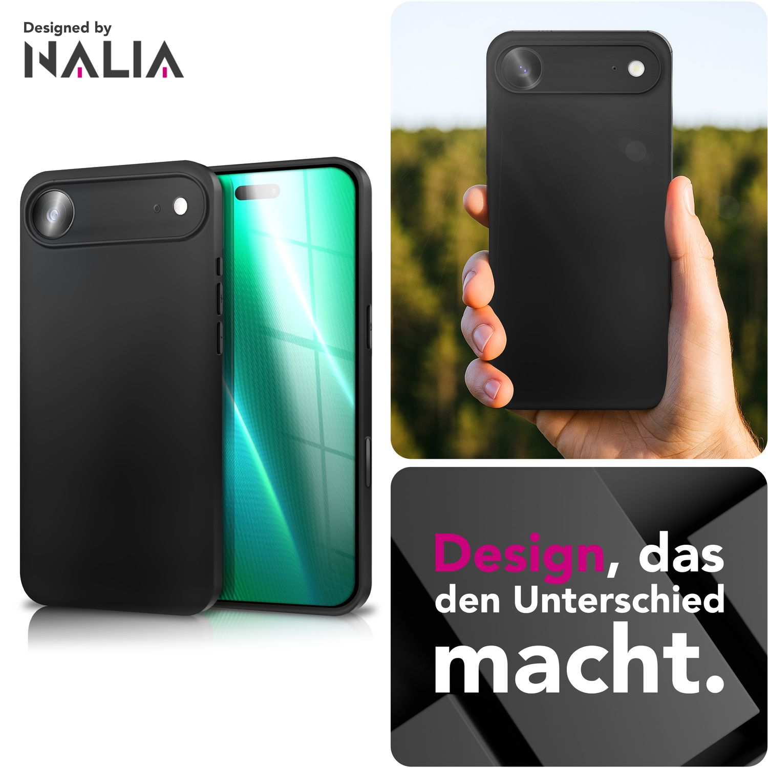 NALIA Hülle Strider für Apple iPhone 17 Air (Mattes Slim-Case) - Ultradünn 1,28mm, Soft-Touch TPU Cover, Geschlossene Tastenabdeckung, Anti-Fingerprint, Handy Schutzhülle - Schwarz