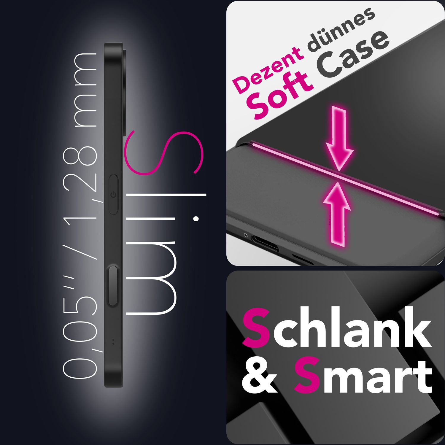 NALIA Hülle Strider für Apple iPhone 17 Pro (Mattes Slim-Case) - 1,28mm Dünn, Soft-Touch TPU Cover, Staubdichter Tastenschutz, Fingerprint-Reduzierend, Handy Schutzhülle - Schwarz Default Title NALIA SlimFit Hüllen