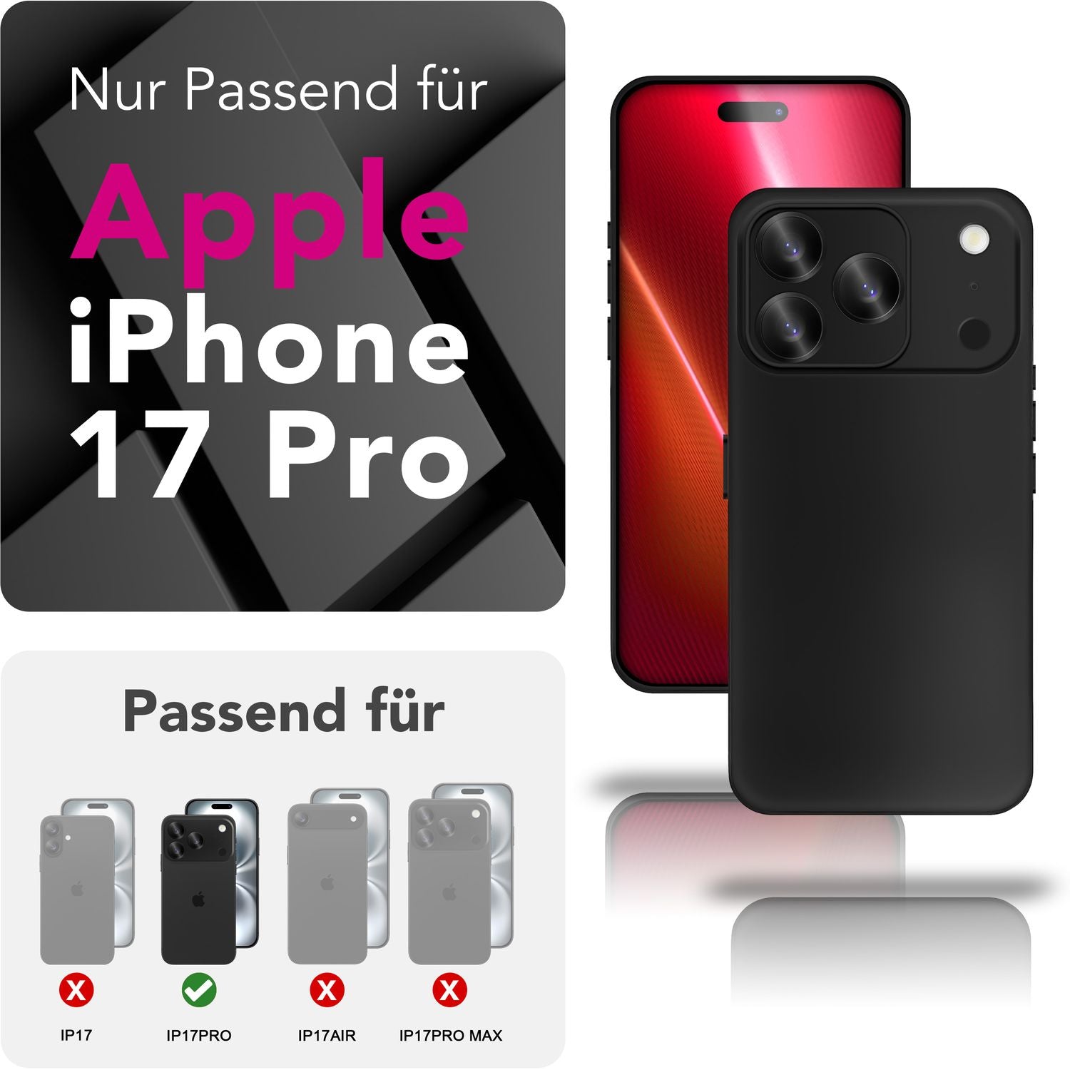 NALIA Hülle Strider für Apple iPhone 17 Pro (Mattes Slim-Case) - 1,28mm Dünn, Soft-Touch TPU Cover, Staubdichter Tastenschutz, Fingerprint-Reduzierend, Handy Schutzhülle - Schwarz Default Title NALIA SlimFit Hüllen