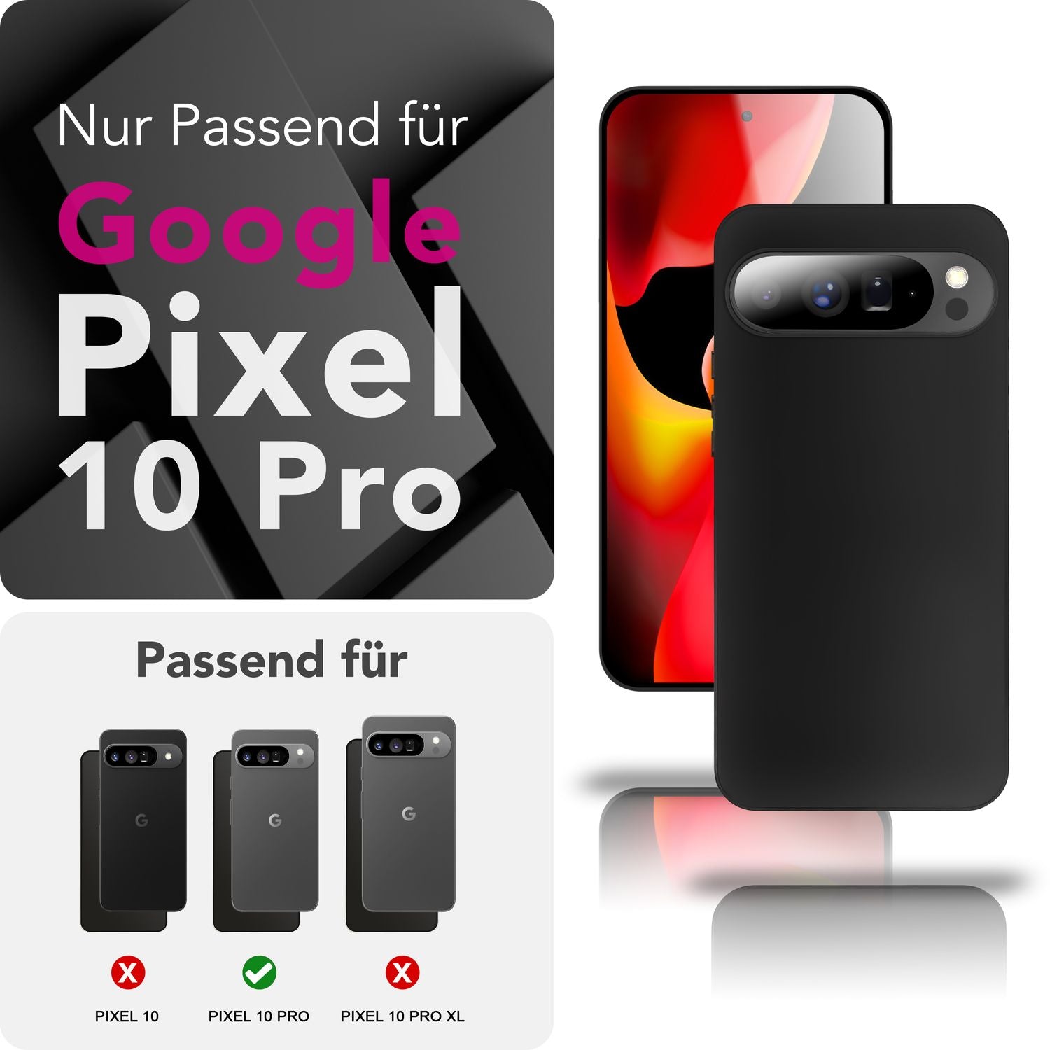 NALIA Hülle Strider für Google Pixel 10 Pro (Mattes Slim-Case) - 1,28mm Schlank, Flexibles TPU, Staubdichte Tasten-Kappen, Anti-Fingerprint Oberfläche, Handy Schutzhülle - Schwarz Default Title NALIA SlimFit Hülle