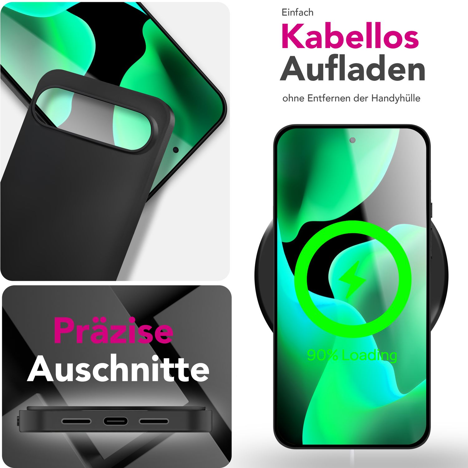 NALIA Hülle Strider für Google Pixel 10 Pro XL (Mattes Slim-Case) - Ultradünn 1,28mm, Flexibles TPU Silikon, Staubschutz-Abdeckung für Tasten, Elegante Handy Schutzhülle - Schwarz Default Title NALIA SlimFit Hülle