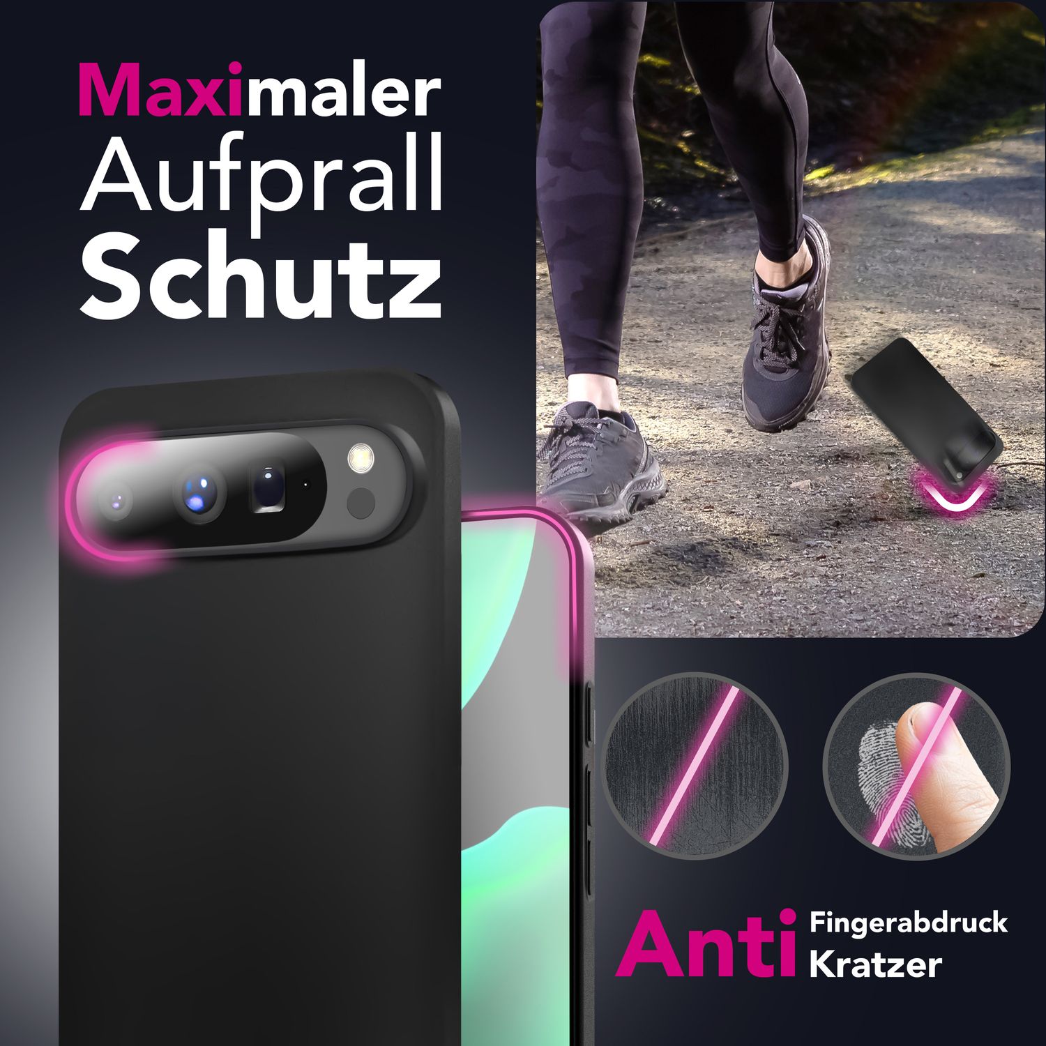 NALIA Hülle Strider für Google Pixel 10 Pro XL (Mattes Slim-Case) - Ultradünn 1,28mm, Flexibles TPU Silikon, Staubschutz-Abdeckung für Tasten, Elegante Handy Schutzhülle - Schwarz Default Title NALIA SlimFit Hülle