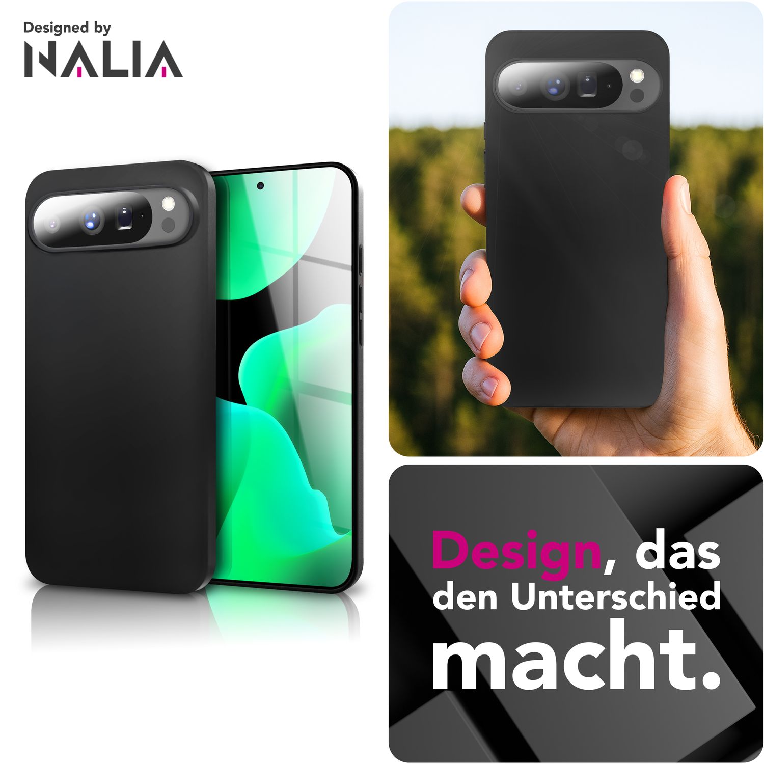 NALIA Hülle Strider für Google Pixel 10 Pro XL (Mattes Slim-Case) - Ultradünn 1,28mm, Flexibles TPU Silikon, Staubschutz-Abdeckung für Tasten, Elegante Handy Schutzhülle - Schwarz Default Title NALIA SlimFit Hülle