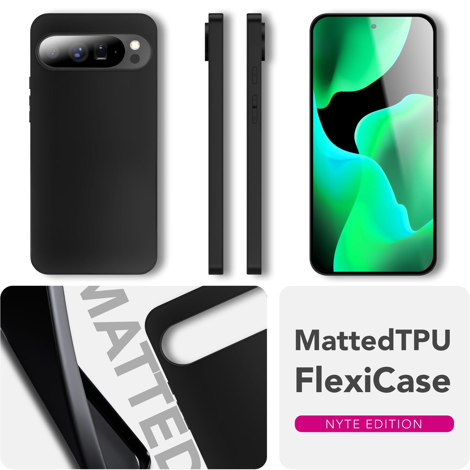 NALIA Hülle Strider für Google Pixel 10 Pro XL (Mattes Slim-Case) - Ultradünn 1,28mm, Flexibles TPU Silikon, Staubschutz-Abdeckung für Tasten, Elegante Handy Schutzhülle - Schwarz Default Title NALIA SlimFit Hülle