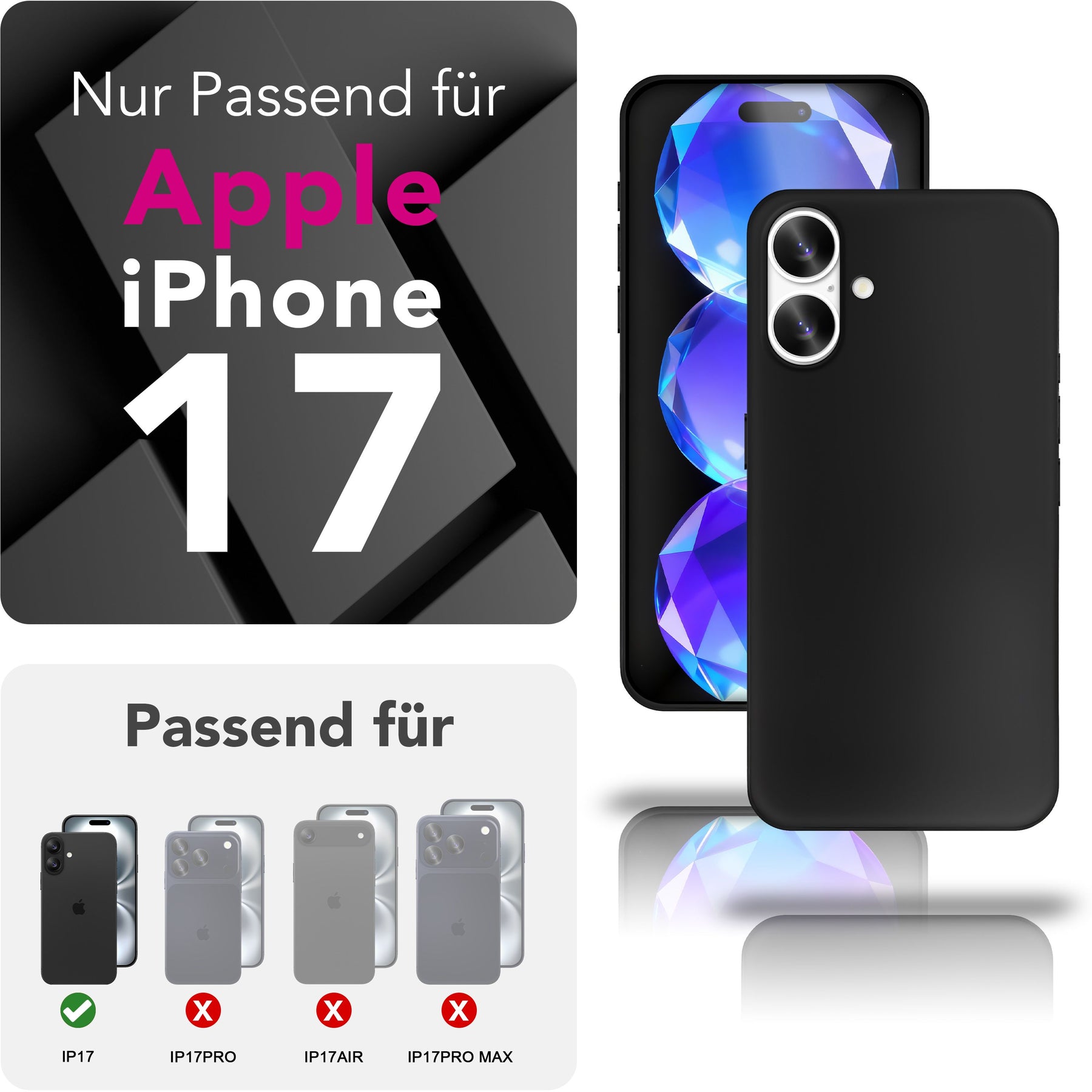 NALIA Ultra Slim Hardcase für iPhone 17 – Matt & 0.3mm Dünn – PHANTOM (Dünnes Cover & Kamera-Vollschutz) – Marke aus Berlin Schwarz Opak NALIA SlimFit Hülle