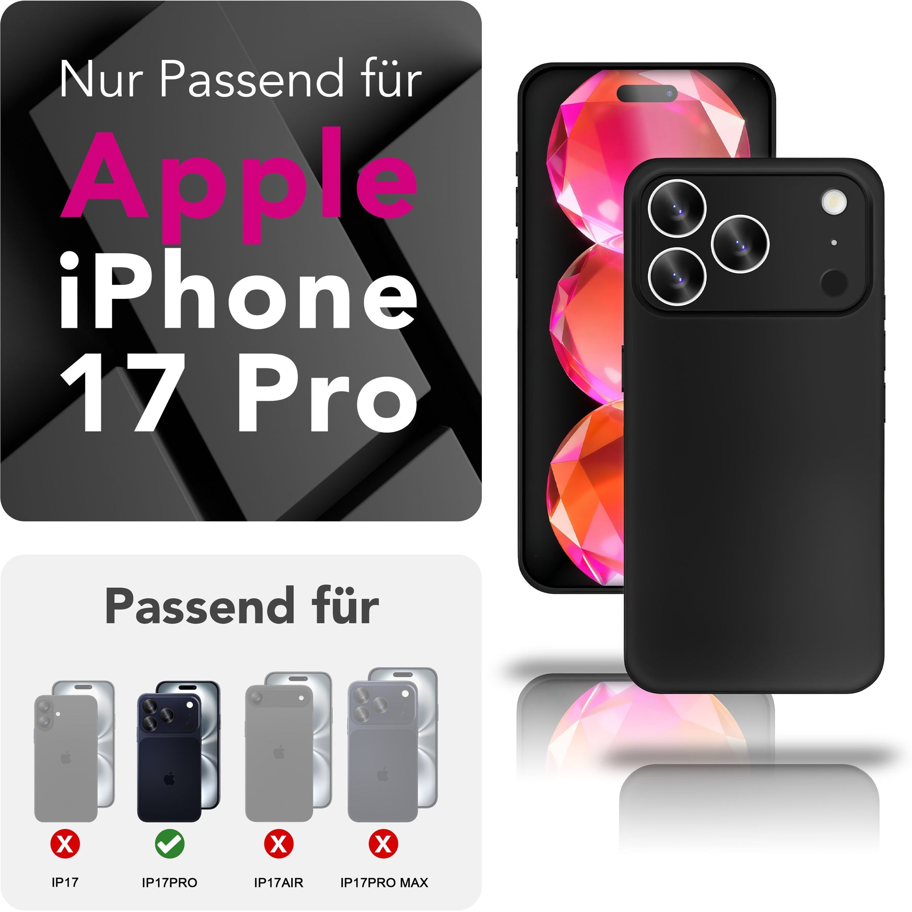 NALIA Ultra Slim Hardcase für iPhone 17 Pro – Matt & 0.3mm Dünn – PHANTOM (Dünnes Cover & Kamera-Vollschutz) – Marke aus Berlin Schwarz Opak NALIA SlimFit Hülle