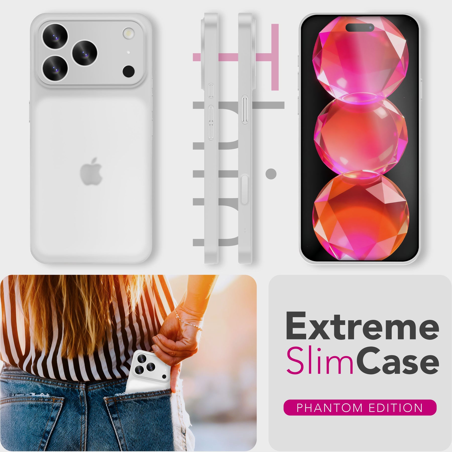 NALIA Ultra Slim Hardcase für iPhone 17 Pro – Matt & 0.3mm Dünn – PHANTOM (Dünnes Cover & Kamera-Vollschutz) – Marke aus Berlin Weiß Transparent NALIA SlimFit Hülle