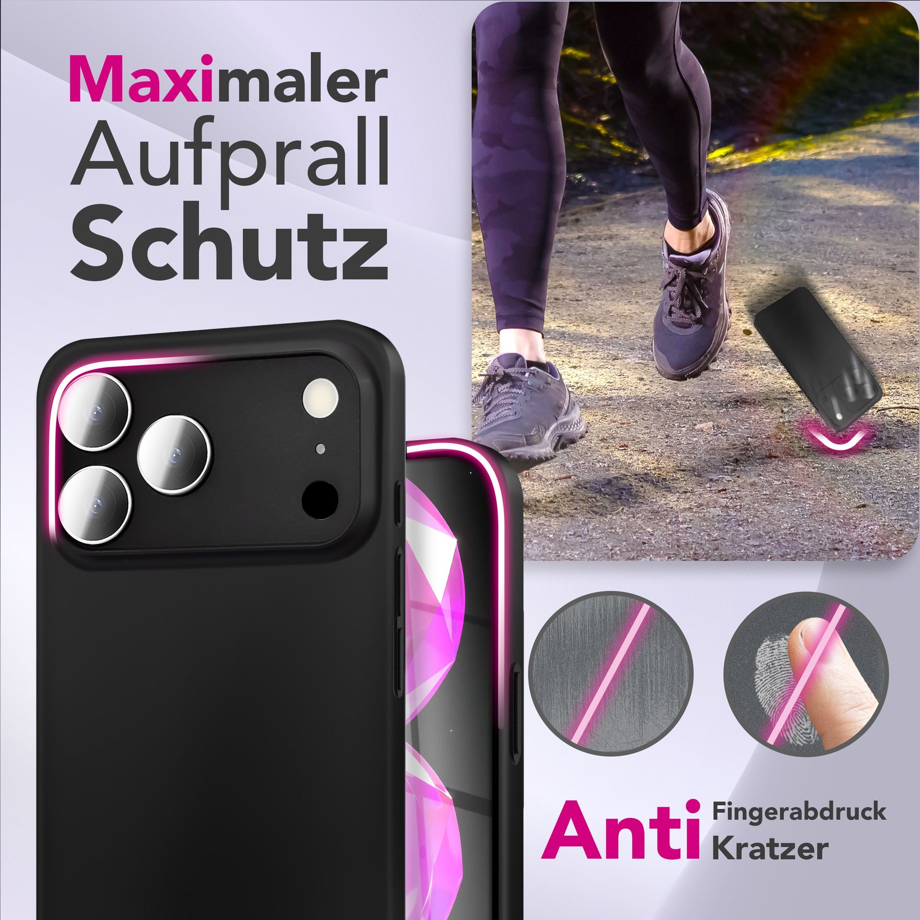 NALIA Ultra Slim Hardcase für iPhone 17 Pro Max – Matt & 0.3mm Dünn – PHANTOM (Dünnes Cover & Kamera-Vollschutz) – Marke aus Berlin Schwarz Opak NALIA SlimFit Hülle