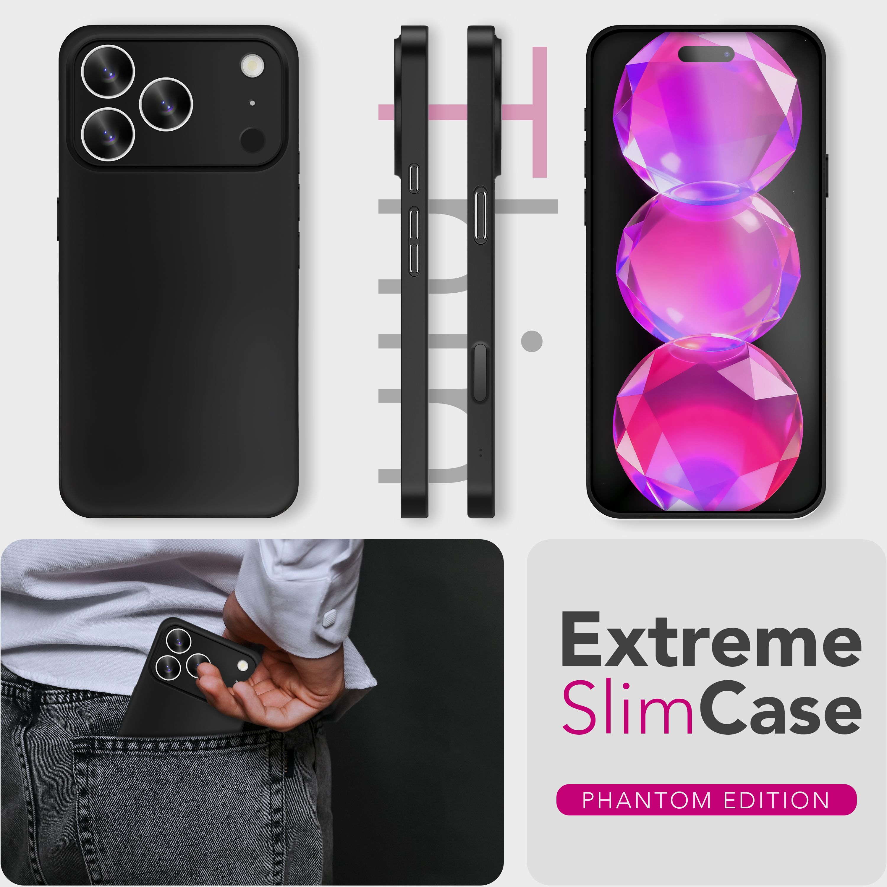 NALIA Matte Hardcase iPhone 17 Pro Max Case Anti-Fingerprint stoßfest Schwarz Opak NALIA SlimFit Hülle