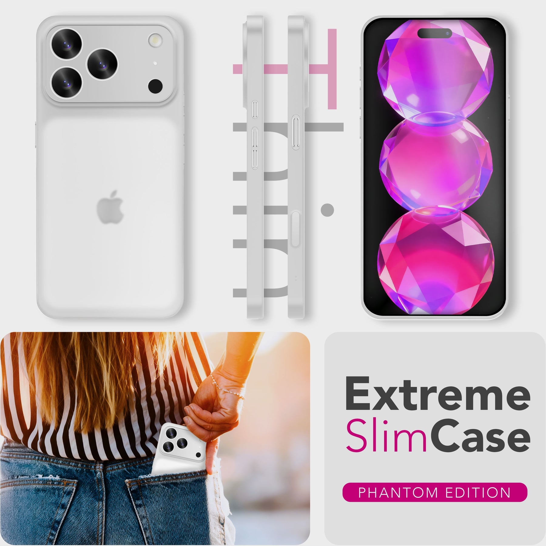 NALIA Ultra Slim Hardcase für iPhone 17 Pro Max – Matt & 0.3mm Dünn – PHANTOM (Dünnes Cover & Kamera-Vollschutz) – Marke aus Berlin Weiß Transparent NALIA SlimFit Hülle