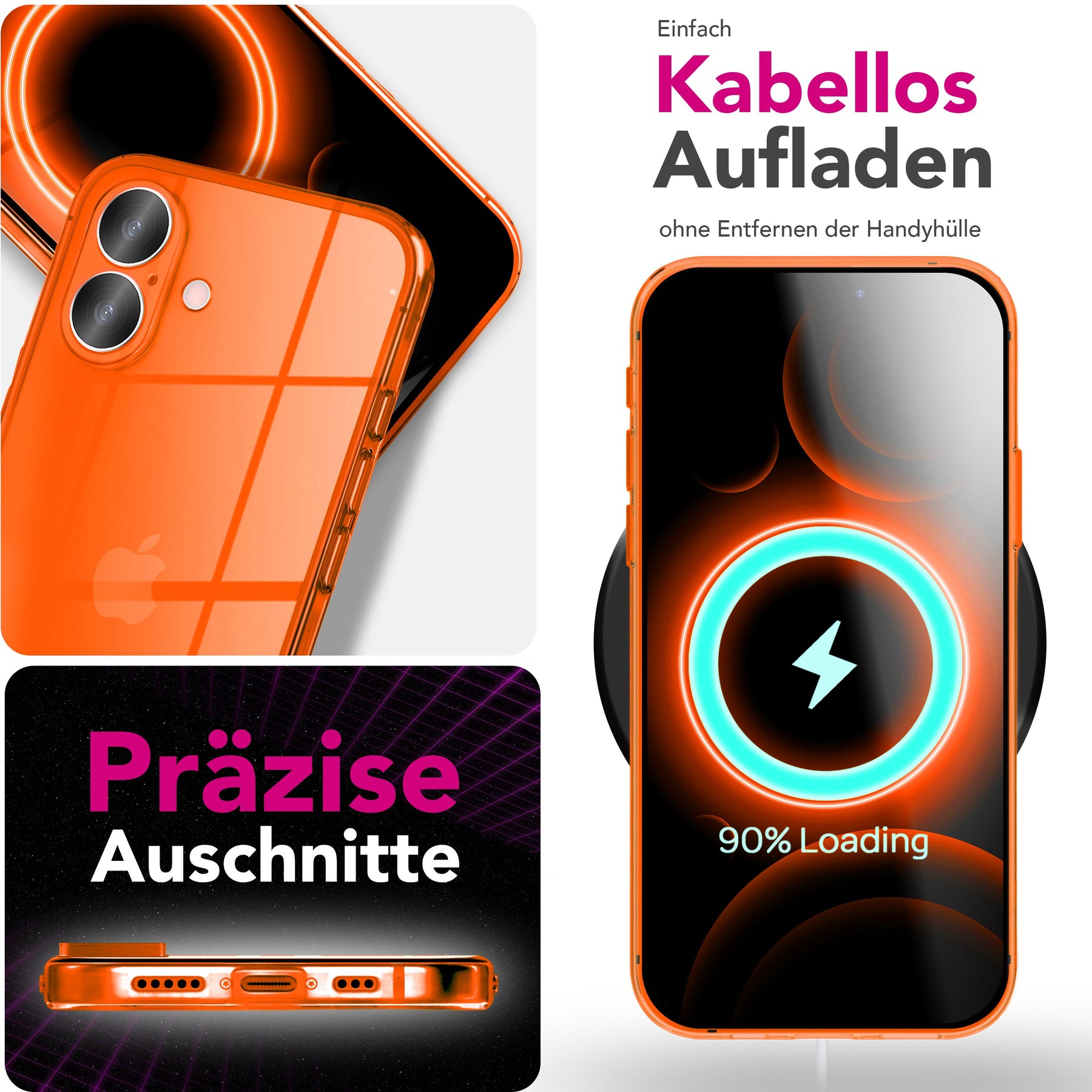 NALIA Neon Silikonhülle für iPhone 17 – Knallige Signal-Farbe & Linsenschutz – VIBE (Transparentes Case) – Marke aus Berlin Gelb NALIA Klare Hüllen