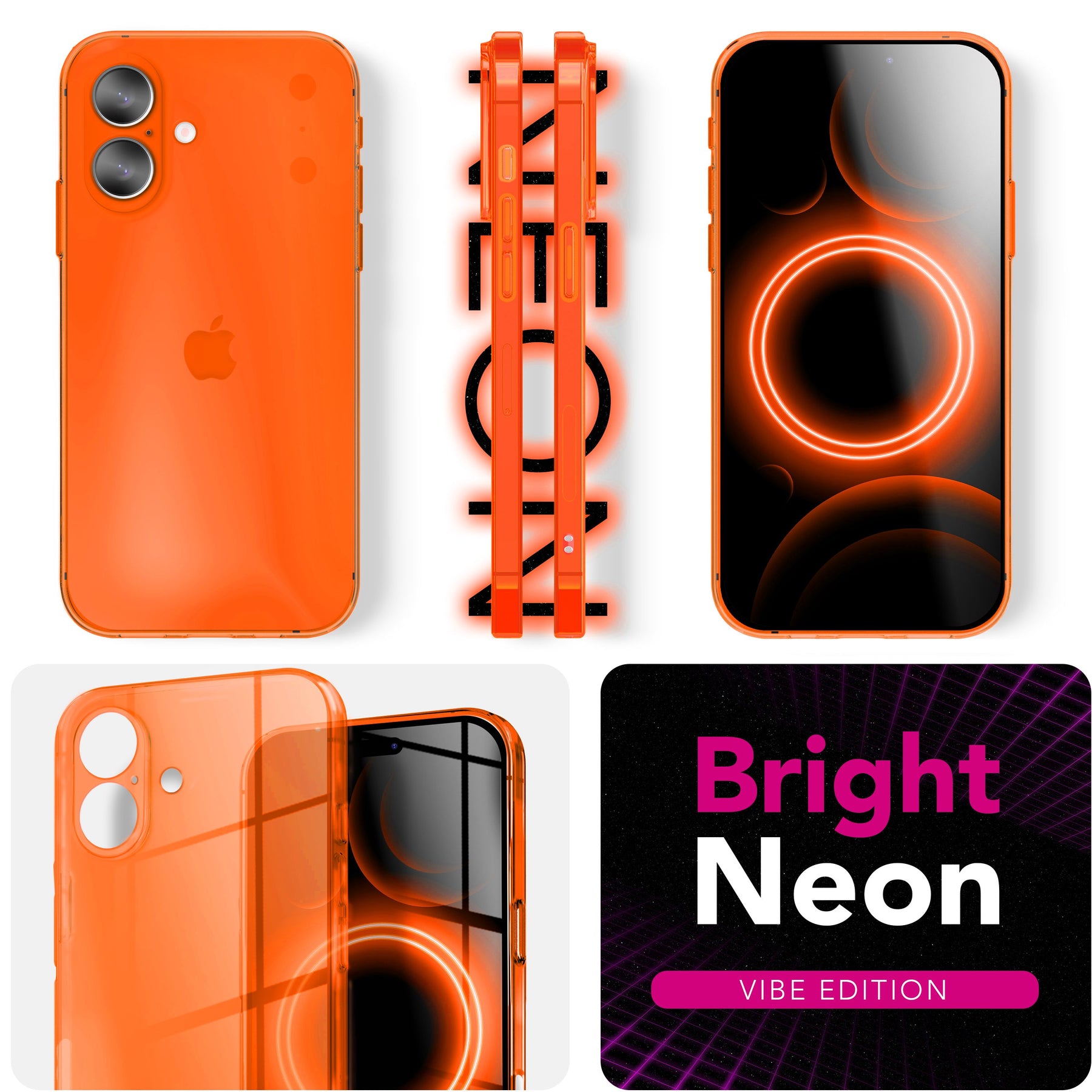 NALIA Neon Silikonhülle für iPhone 17 – Knallige Signal-Farbe & Linsenschutz – VIBE (Transparentes Case) – Marke aus Berlin Gelb NALIA Klare Hüllen
