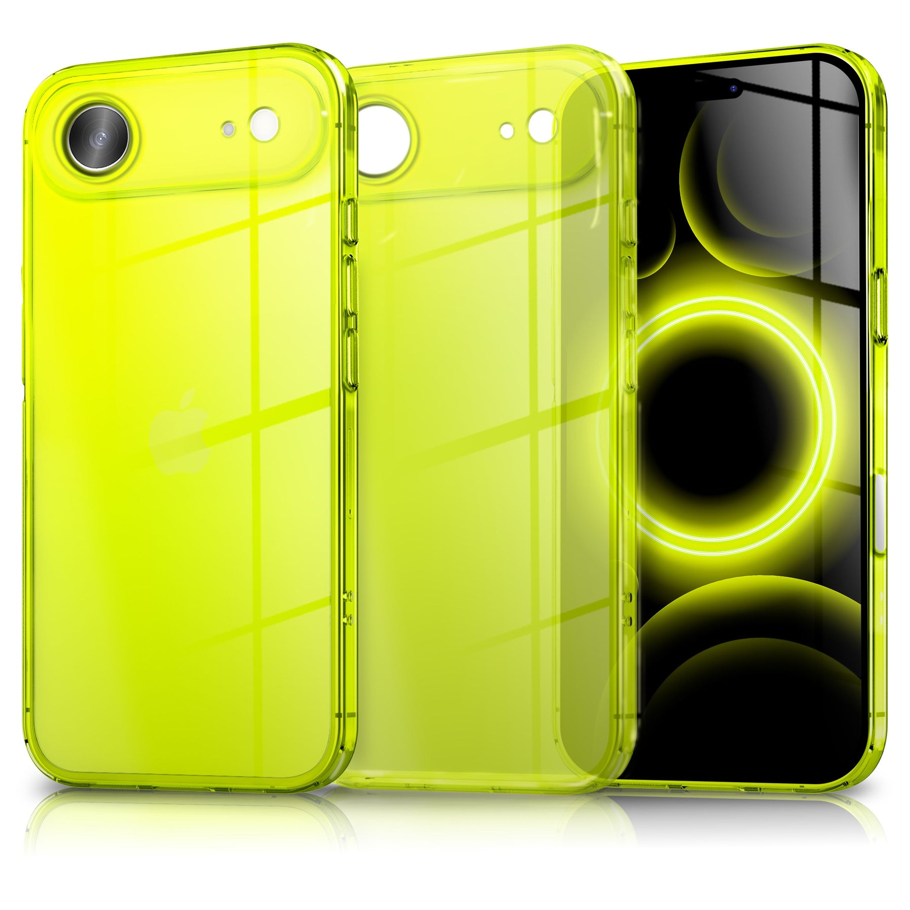 NALIA Neon Silikonhülle für iPhone 17 Air – Knallige Signal-Farbe & Linsenschutz – VIBE (Transparentes Case) – Marke aus Berlin Gelb NALIA Klare Hüllen