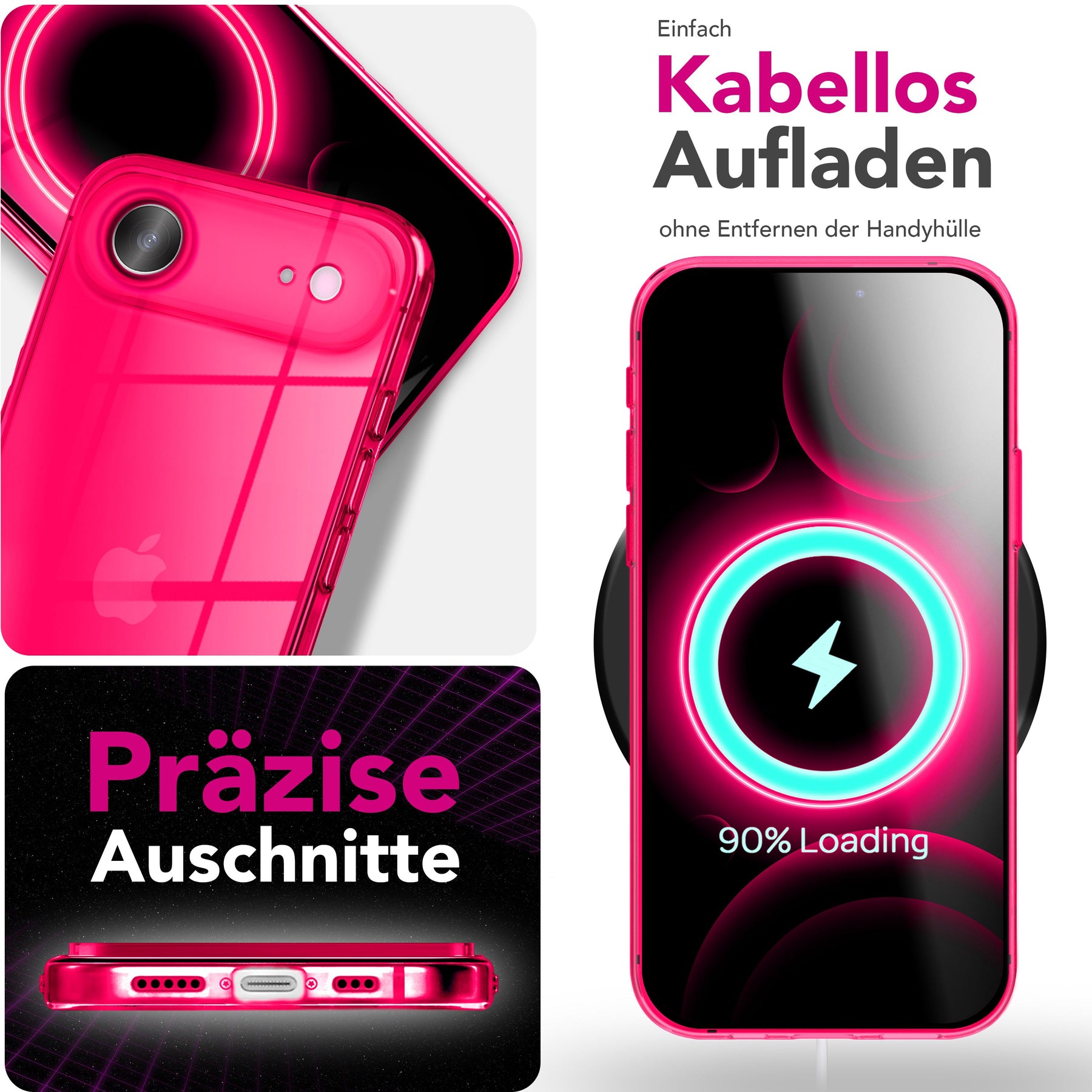 NALIA Neon Silikonhülle für iPhone 17 Air – Knallige Signal-Farbe & Linsenschutz – VIBE (Transparentes Case) – Marke aus Berlin Gelb NALIA Klare Hüllen
