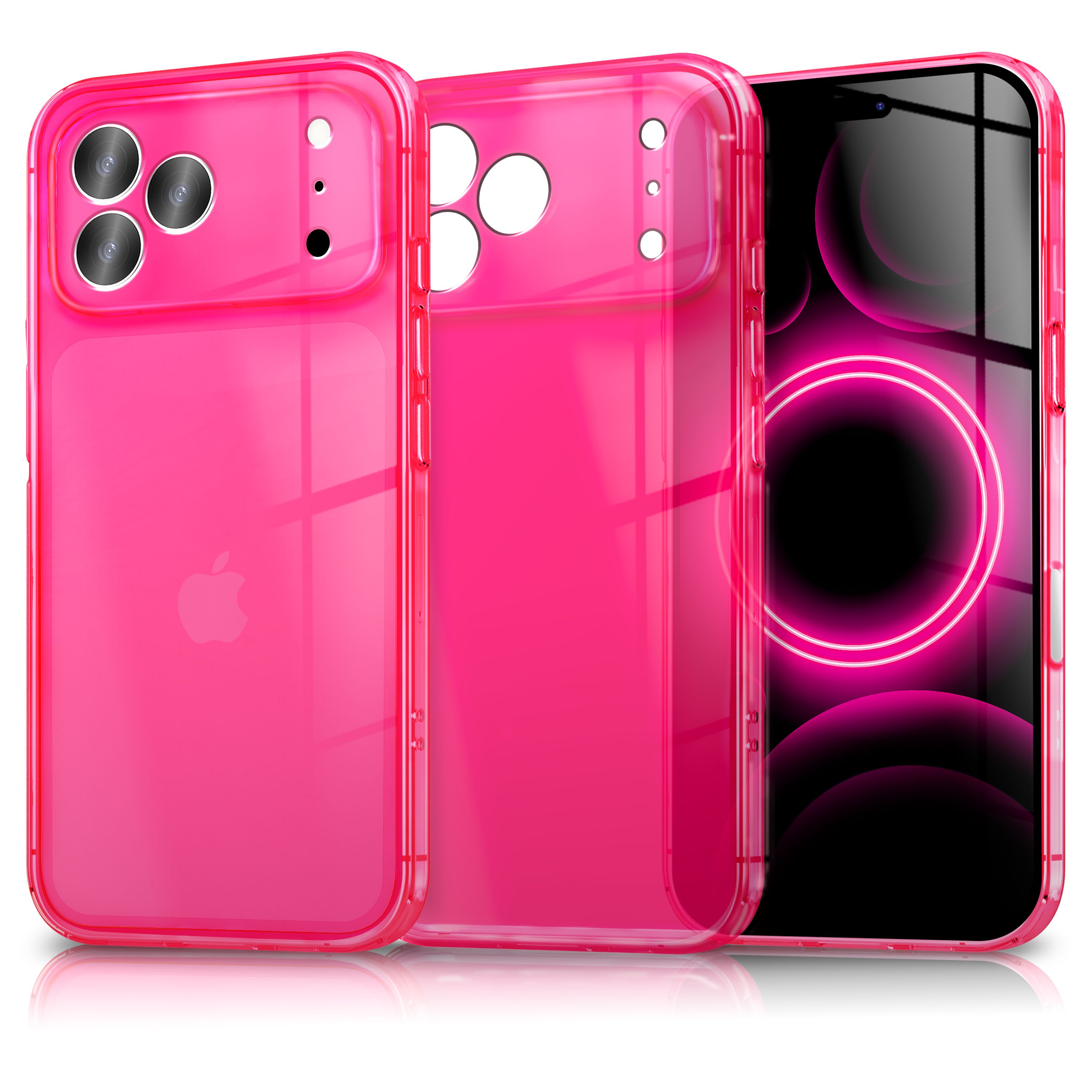 NALIA Neon Handyhülle iPhone 17 Pro, Bunt Durchsichtig Silikon Case Cover Pink NALIA Klare Hüllen