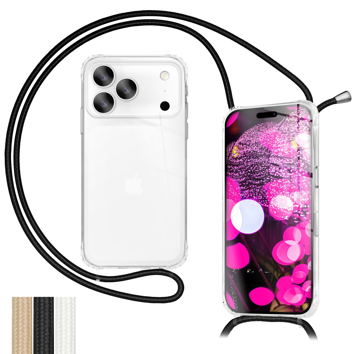 NALIA Handykette mit Hülle iPhone 17 Pro Max Case Crossbody verstellbar Default NALIA Klare Hüllen