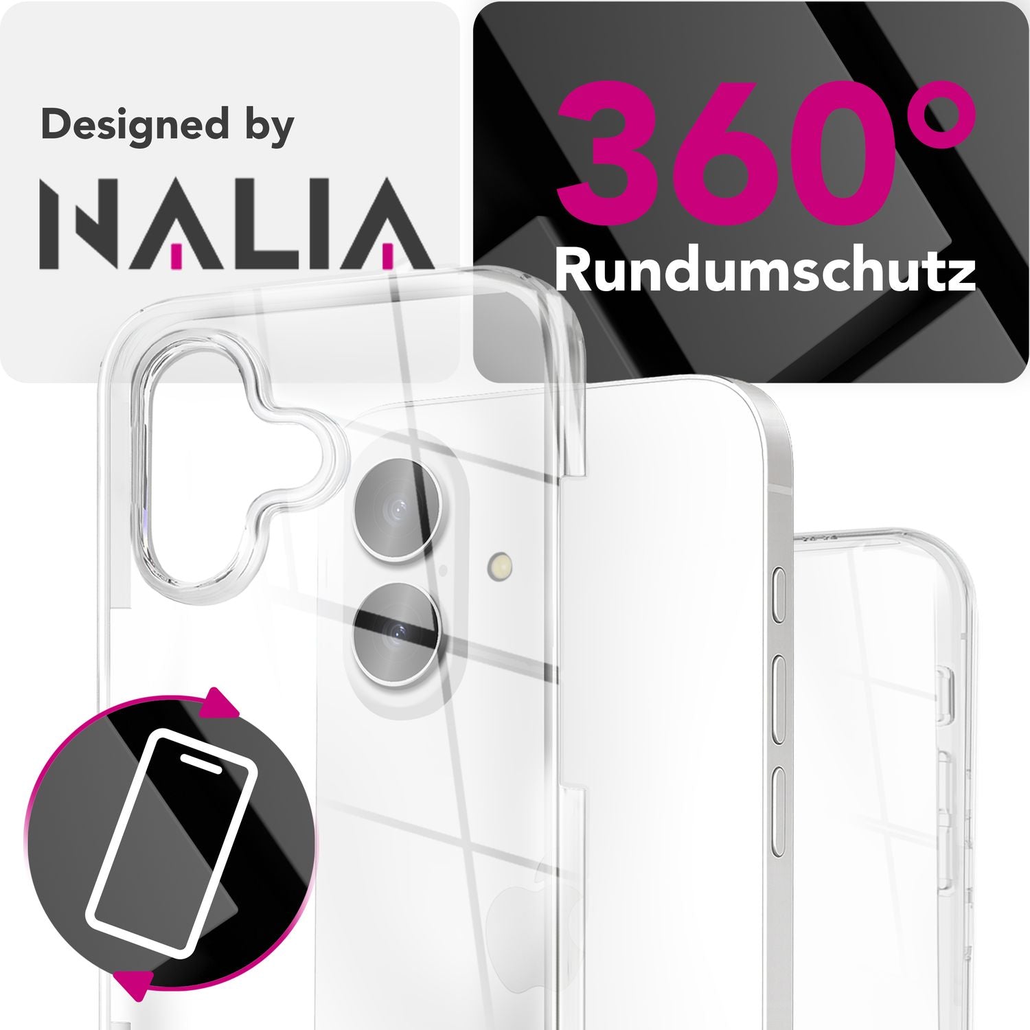 NALIA Hülle 360Guard für Apple iPhone 17 (360° Rundumschutz) - Kristallklare Handyhülle mit Frontfolie & Rückschale, Transparent & Anti-Gelb, Schlanker Komplettschutz, Displayhülle Default Title NALIA Transparente Hülle