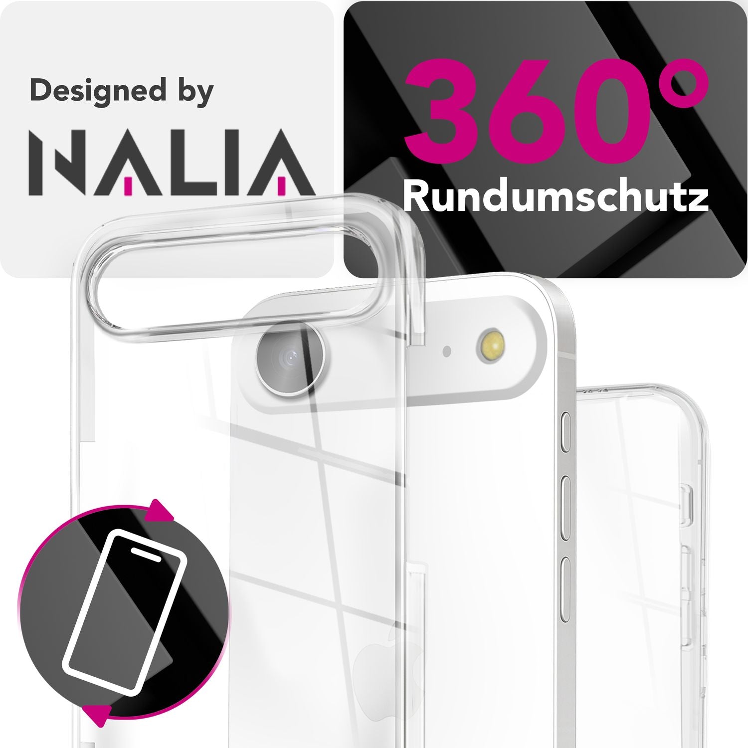 NALIA Hülle 360Guard für Apple iPhone 17 Air (360° Rundumschutz) - Glasklare Schutzhülle mit Displayfolie & Backcover, Transparent & Kratzfest, Anti-Gelb, Komplettschutz, Robust Default Title NALIA Transparente Hülle