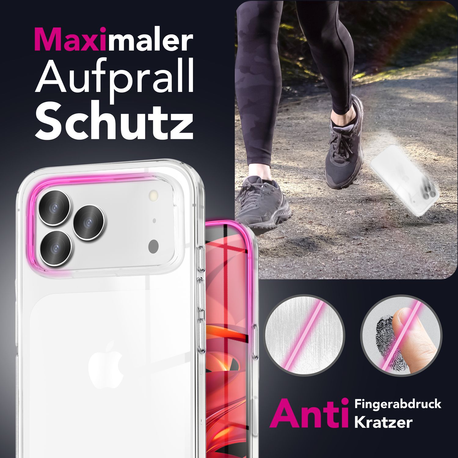 NALIA Hülle 360Guard für Apple iPhone 17 Pro (360° Rundumschutz) - Hochtransparente Handyhülle für Komplettschutz, Harte Rückschale & Frontfolie, Klar & Anti-Gelb, Touch-kompatibel