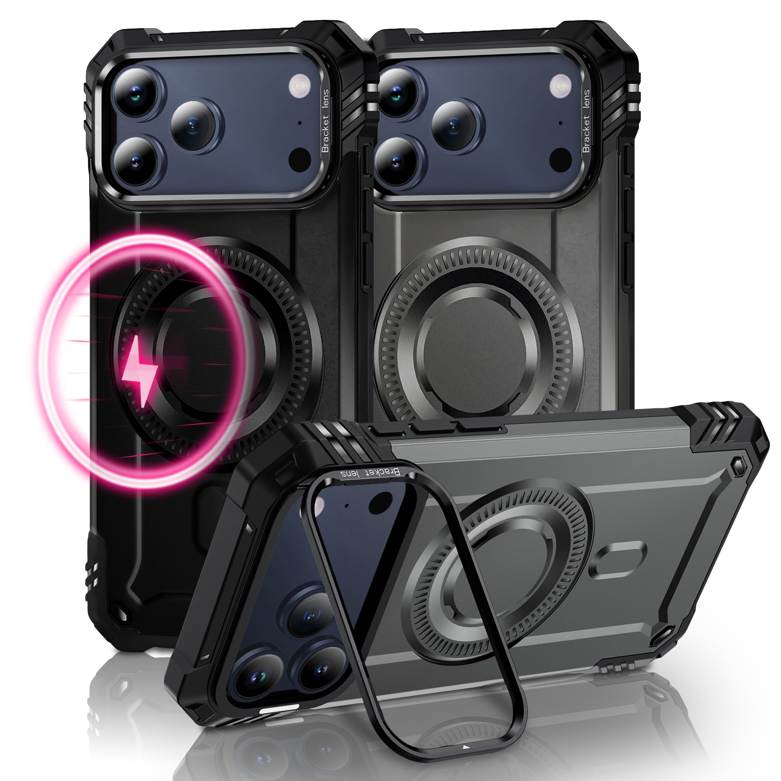 NALIA MagSafe Hülle Granite für Apple iPhone 17 Pro Max (Militär-Panzer) - Robustes Armor Kickstand Cover, Stoßfeste Outdoor Schutzhülle, Military Style Case