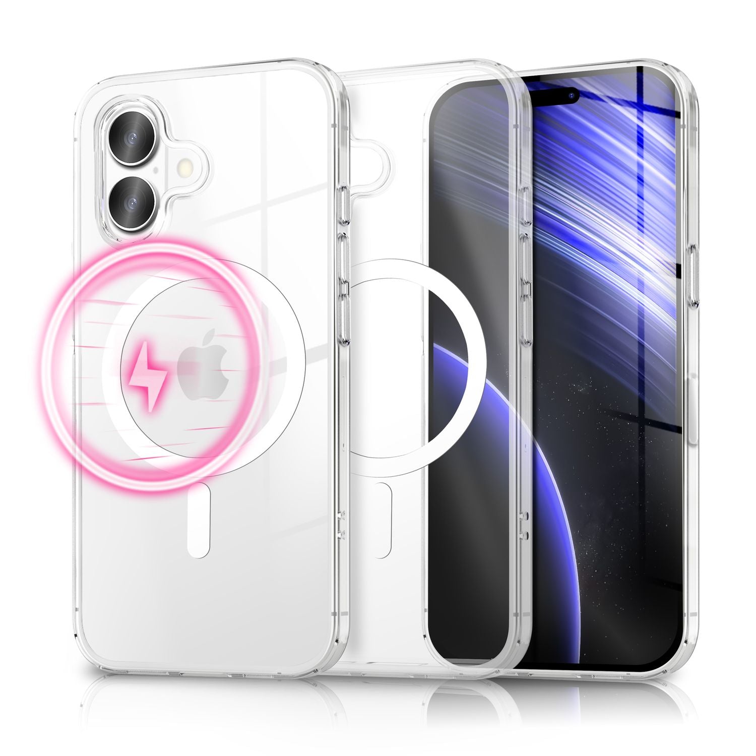 NALIA MagSafe Hülle Lumex für Apple iPhone 17 (Kristallklar mit MagPower) - Transparentes Hardcase mit TPU-Rahmen & Magnet-Ring, Stoßfest, Anti-Gelb, Klar, Passgenau & Robust