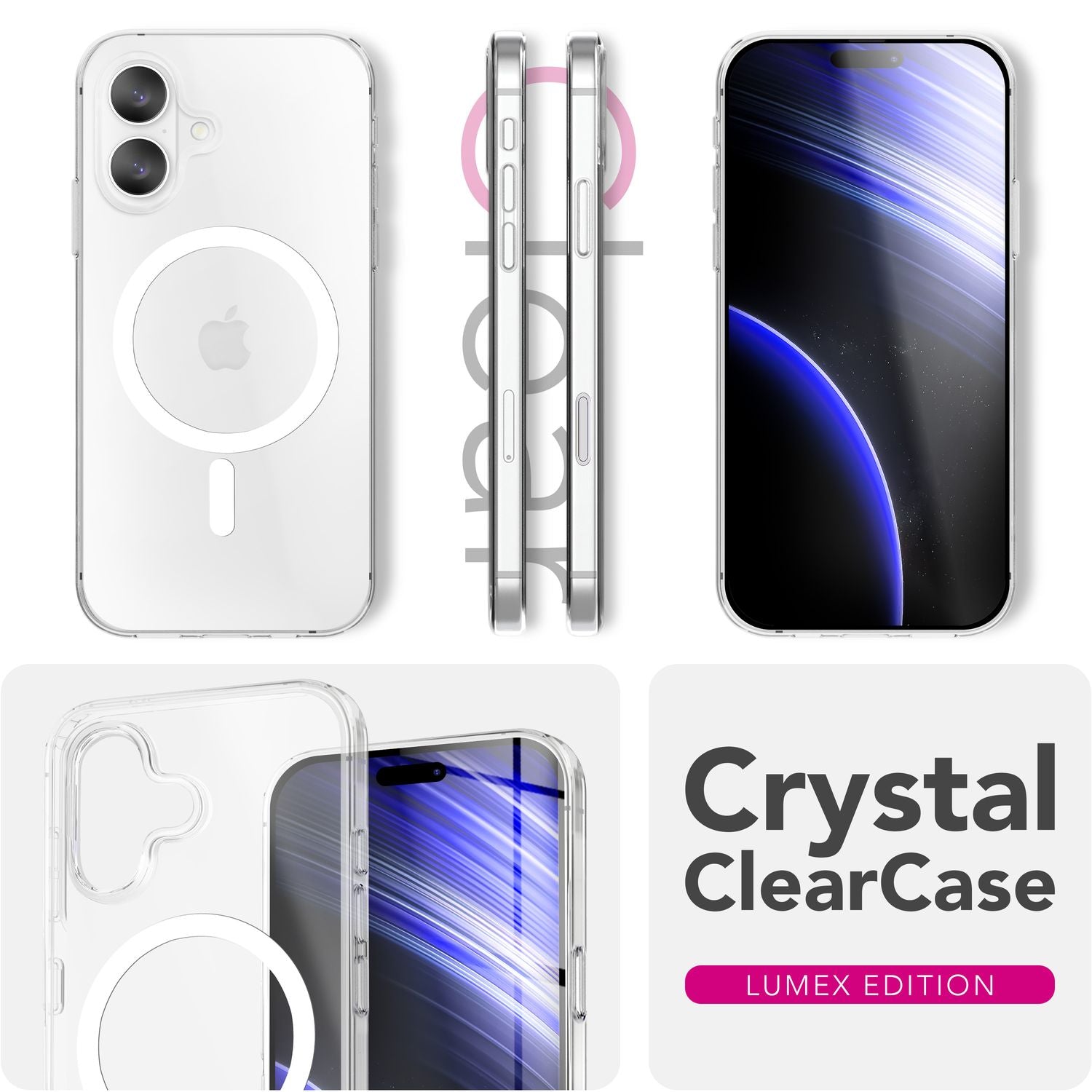 NALIA MagSafe Hülle Lumex für Apple iPhone 17 (Kristallklar mit MagPower) - Transparentes Hardcase mit TPU-Rahmen & Magnet-Ring, Stoßfest, Anti-Gelb, Klar, Passgenau & Robust Default Title NALIA Klare Hüllen