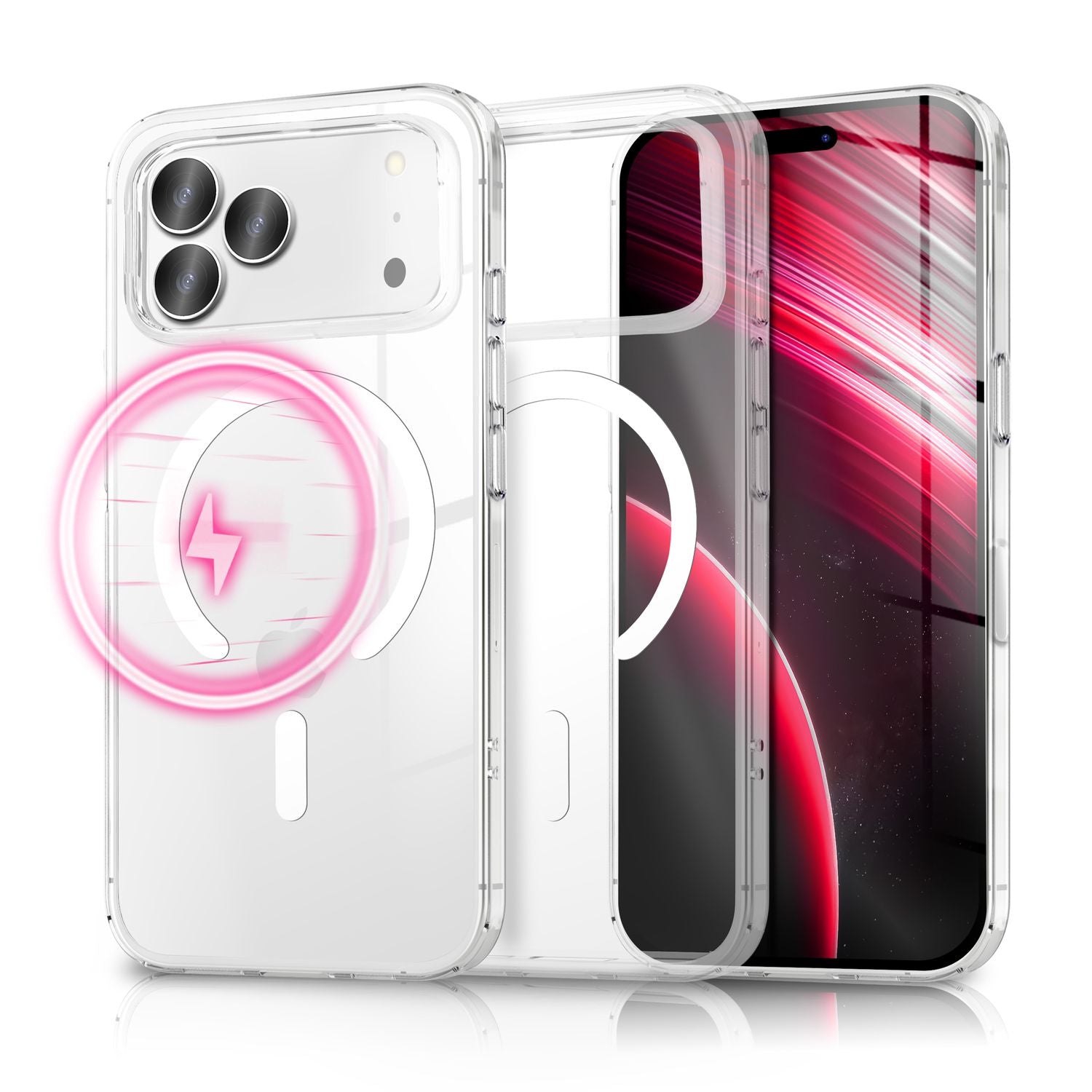 NALIA MagSafe Hülle Lumex für Apple iPhone 17 Pro (Kristallklar mit MagPower) - Durchsichtiges Hardcover mit Magnet-Ring, Transparentes PC-Case & TPU-Rahmen, Kratzfest, Stoßsicher