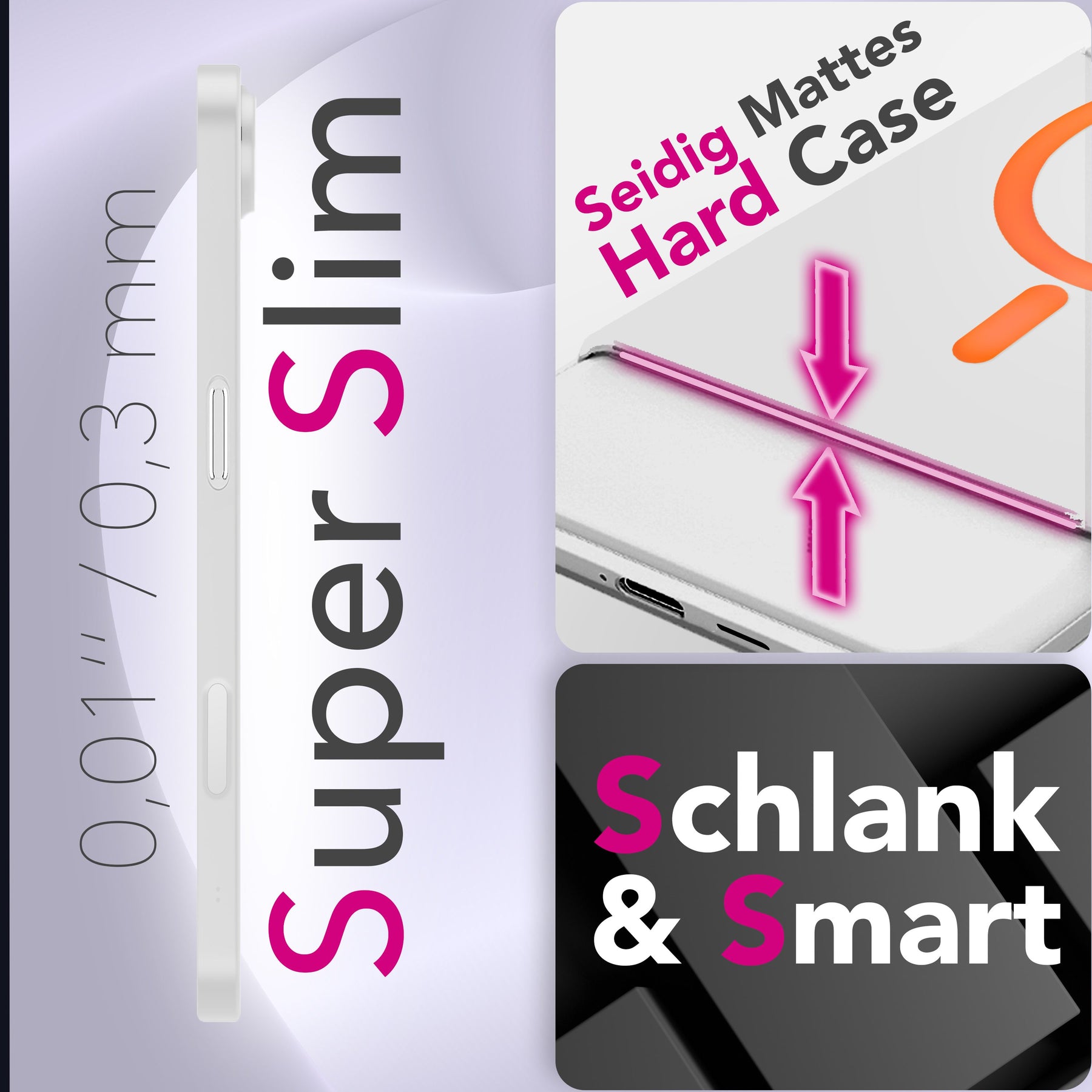 NALIA Ultra Slim Hardcase für iPhone 17 Air – MagSafe Kompatibel & Nachleuchtender Ring – THINIX GLOW (Matt-Transparent & 0,3mm Dünn) – Marke aus Berlin Neon Orange Transparent NALIA SlimFit Hüllen