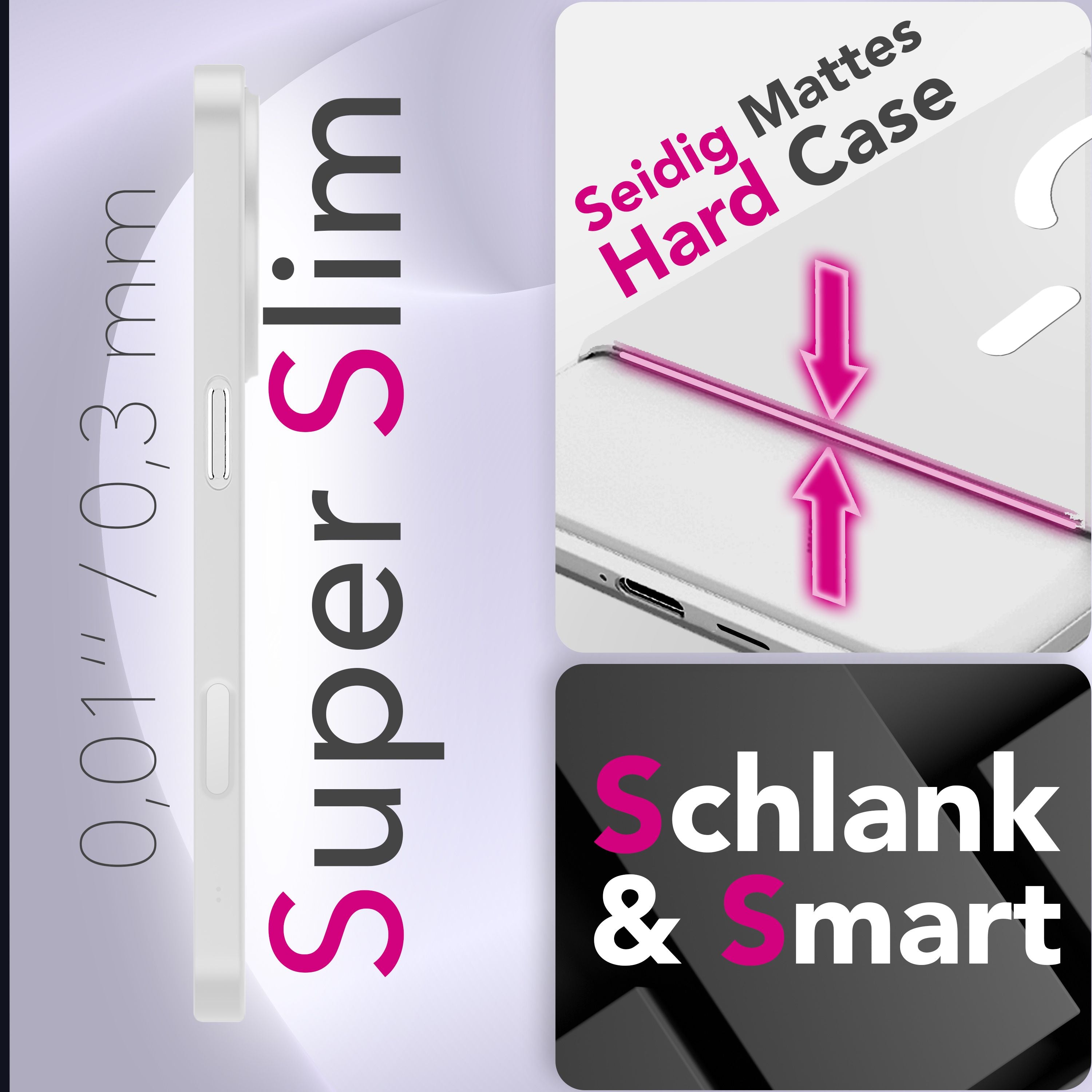 NALIA MagSafe Hülle Thinix Glow für Apple iPhone 17 Pro Max (Extrem Dünn mit Leucht-Ring) - 0,3mm Slim Cover, Leuchtender Magnetring, Mattiert & Frosted