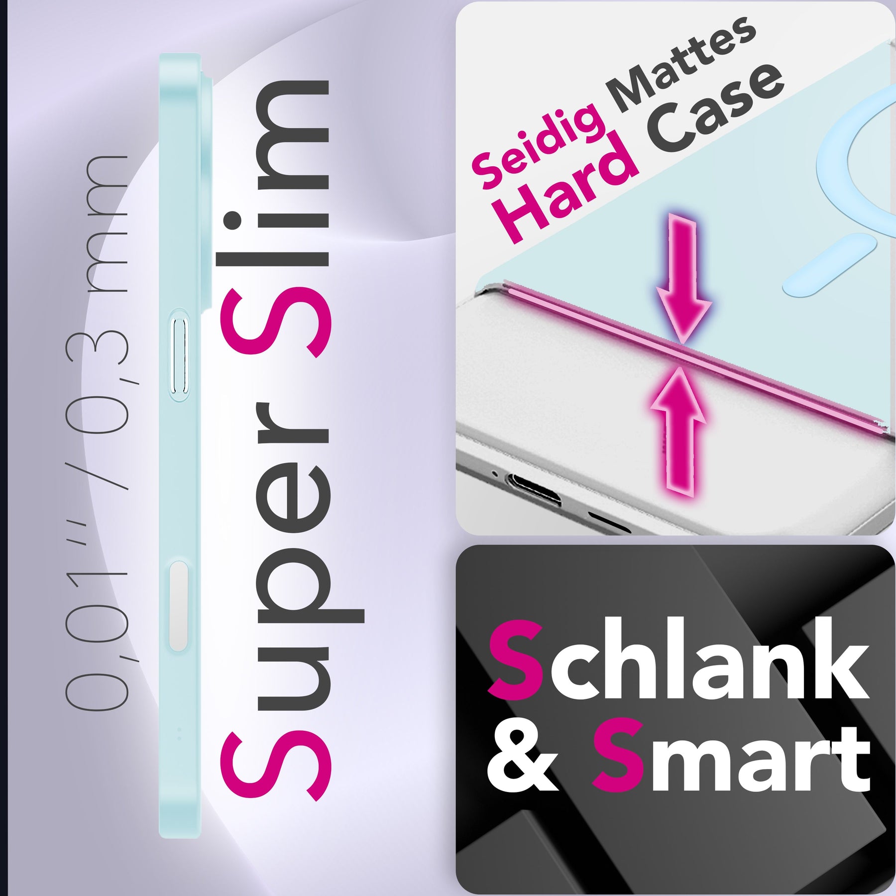 NALIA Ultra-Slim Hardcase für iPhone 17 – MagSafe kompatibel & 0.3mm Dünn – THINIX (Matte Semi-Transparente Hülle) – Marke aus Berlin Blau Transparent NALIA SlimFit Hüllen