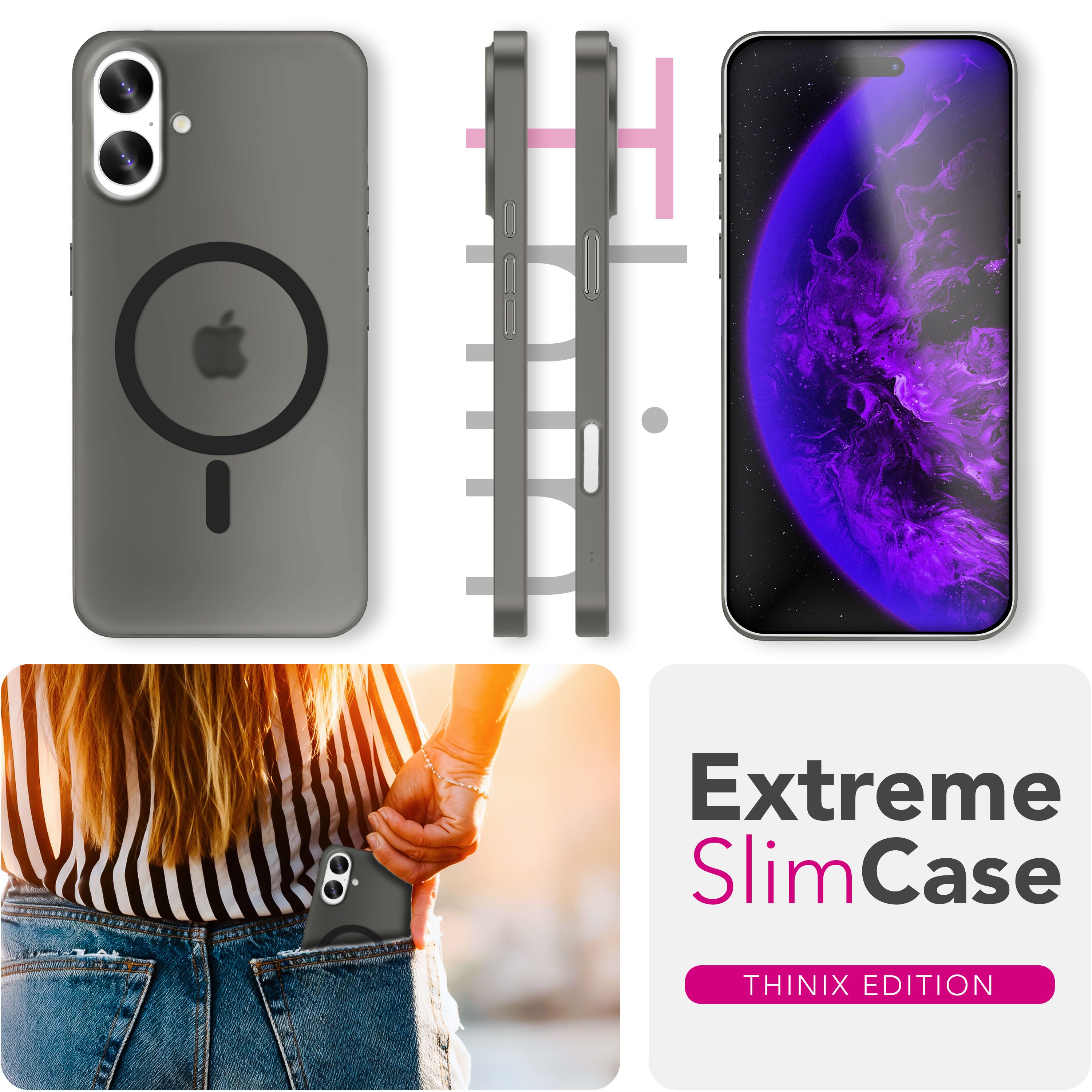 NALIA MagSafe Hülle iPhone 17 Case matt stoßfest Schwarz Transparent NALIA SlimFit Hüllen