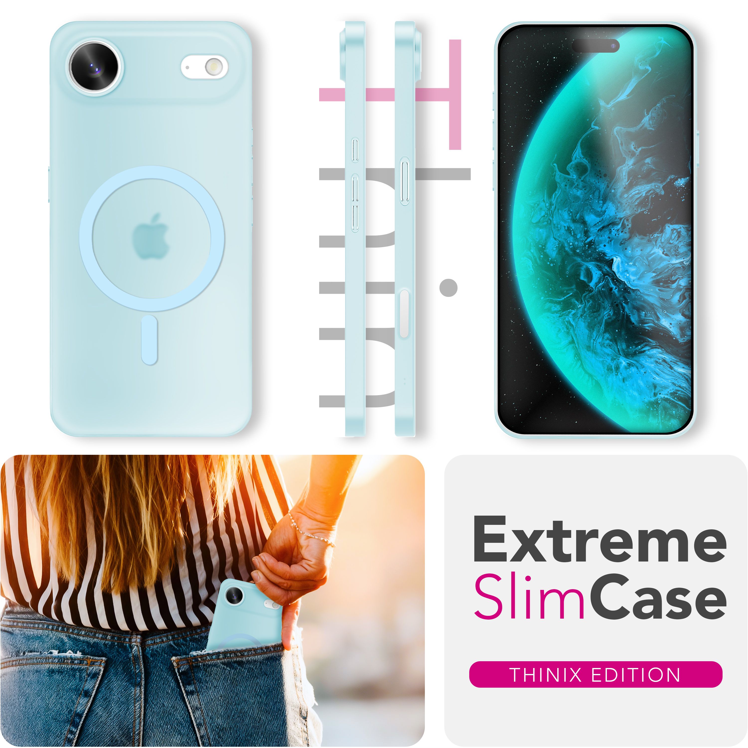 NALIA MagSafe Hülle iPhone 17 Air Case matt stoßfest Blau Transparent NALIA SlimFit Hüllen