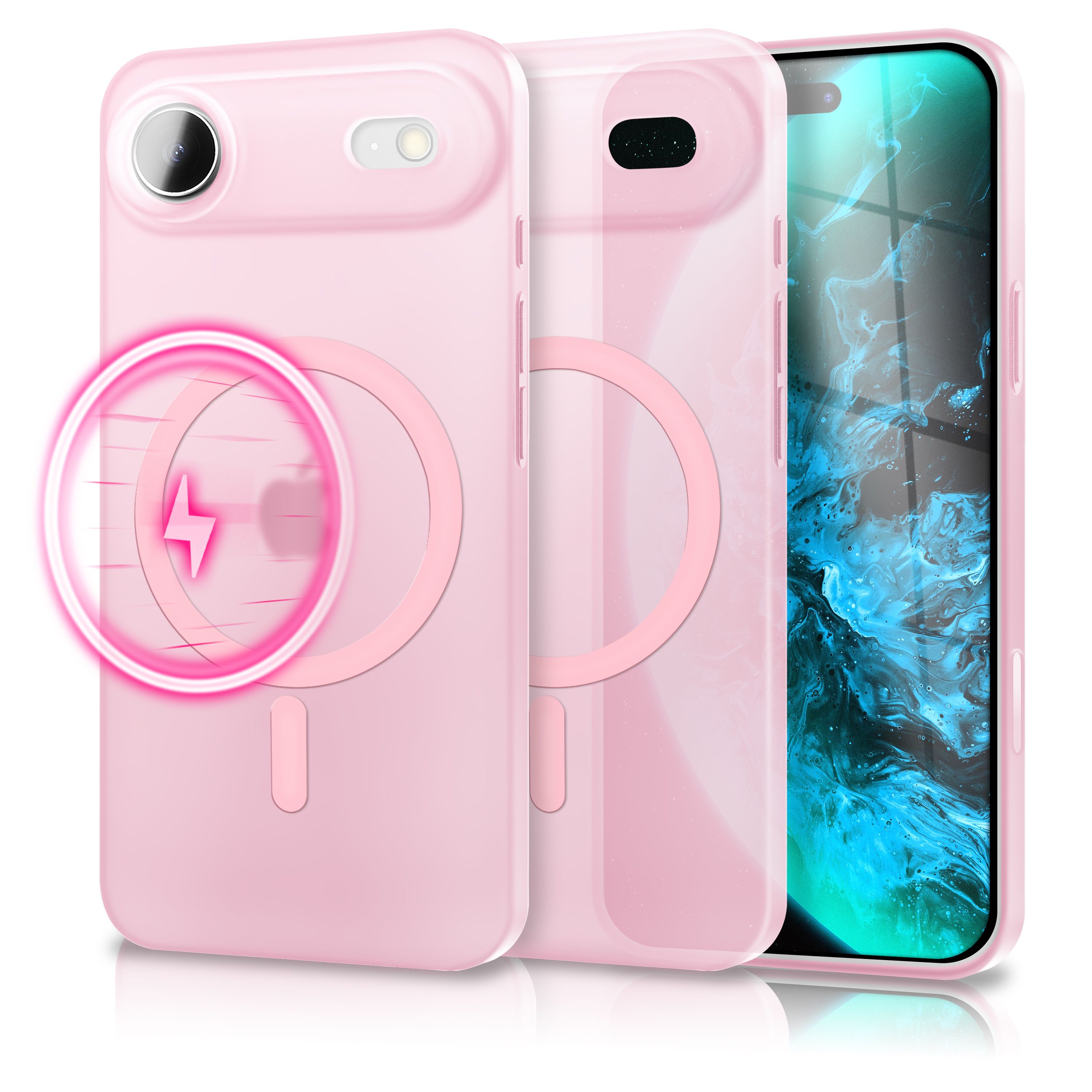 NALIA MagSafe Hülle iPhone 17 Air Case matt stoßfest Rosa Transparent NALIA SlimFit Hüllen