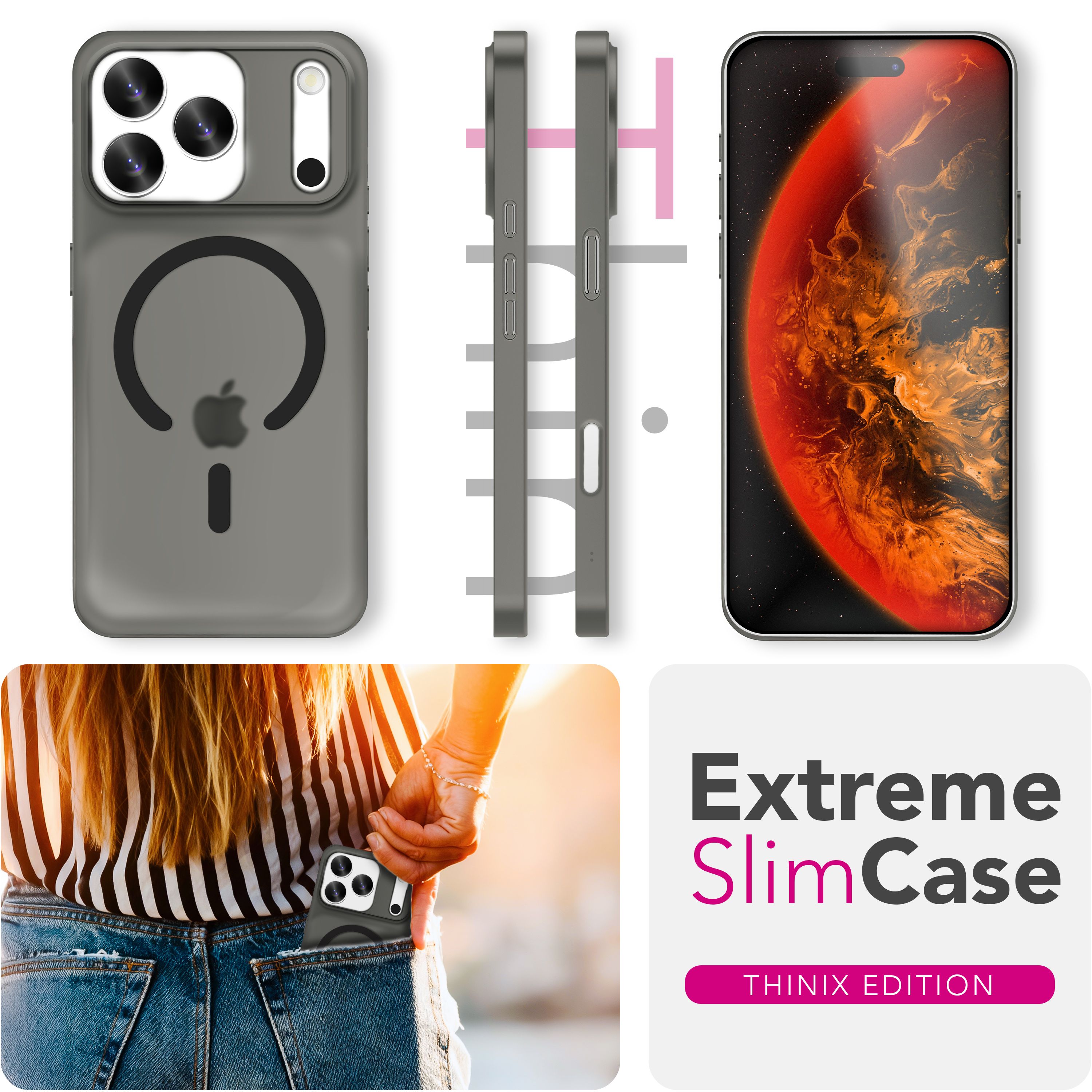 NALIA MagSafe Hülle Thinix für Apple iPhone 17 Pro (Extrem Dünn mit MagPower) - 0,3mm Super-Slim Hardcase, Matt Frosted Look, Anti-Fingerprint, Griffig & Leicht