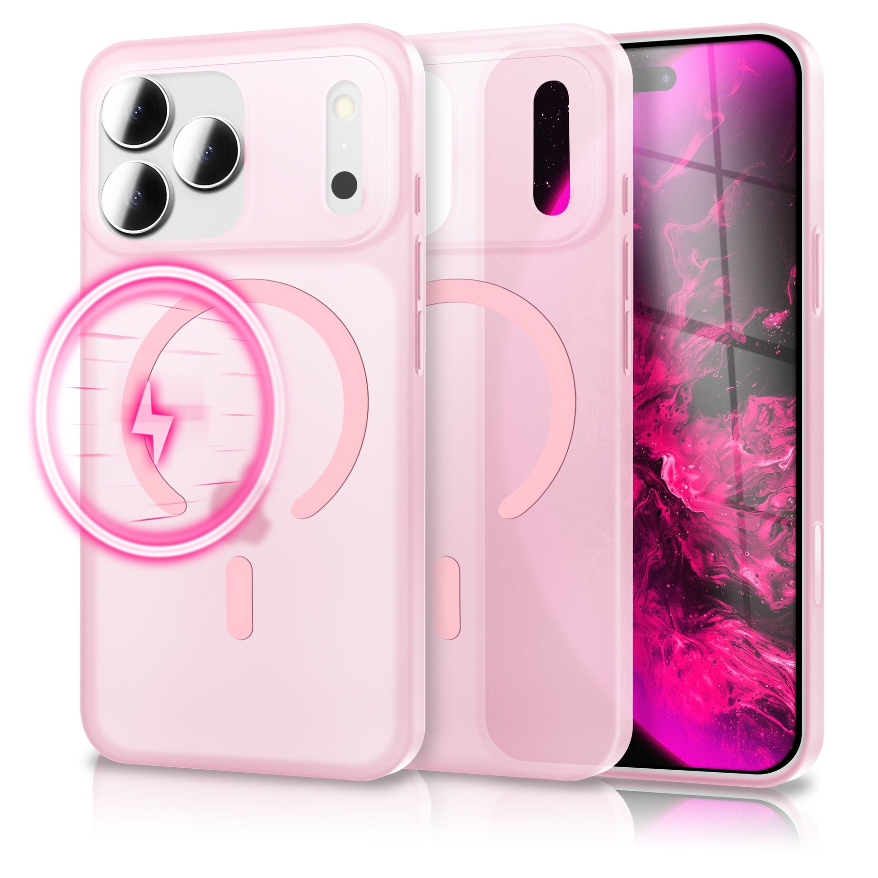 NALIA Ultra-Slim Hardcase für iPhone 17 Pro Max – MagSafe kompatibel & 0.3mm Dünn – THINIX (Matte Semi-Transparente Hülle) – Marke aus Berlin Rosa Transparent NALIA SlimFit Hüllen