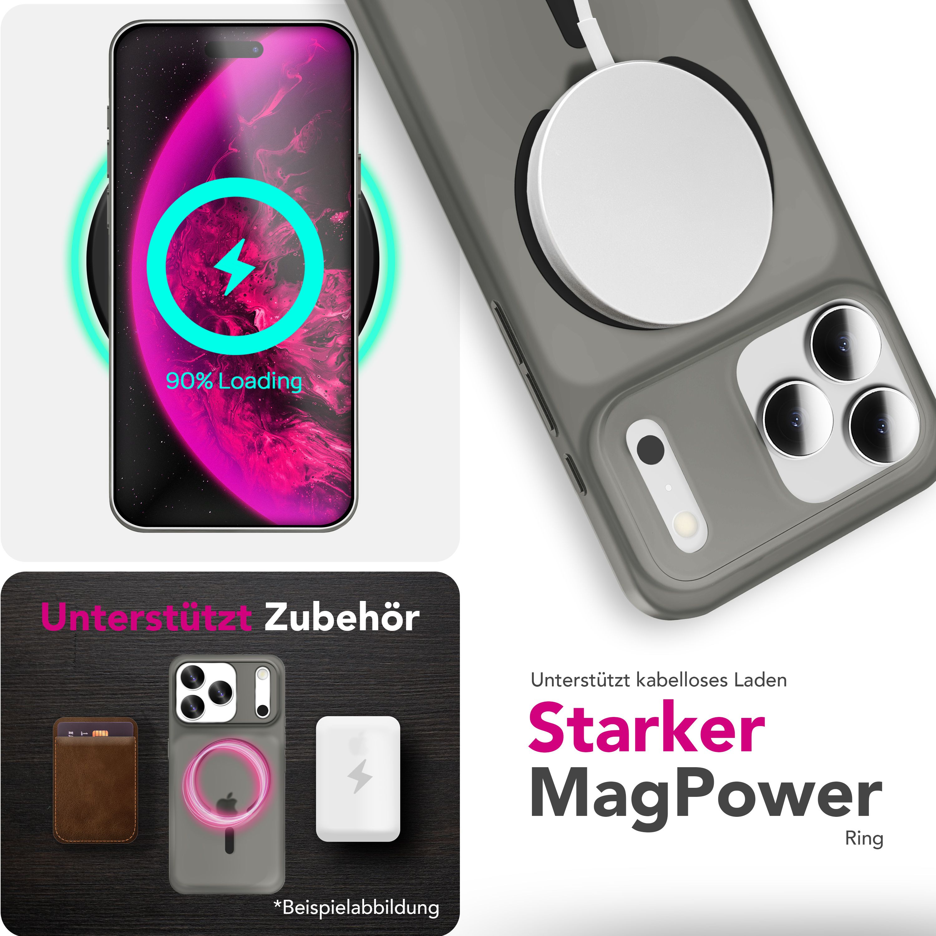NALIA MagSafe Hülle iPhone 17 Pro Max Case matt stoßfest Schwarz Transparent NALIA SlimFit Hüllen