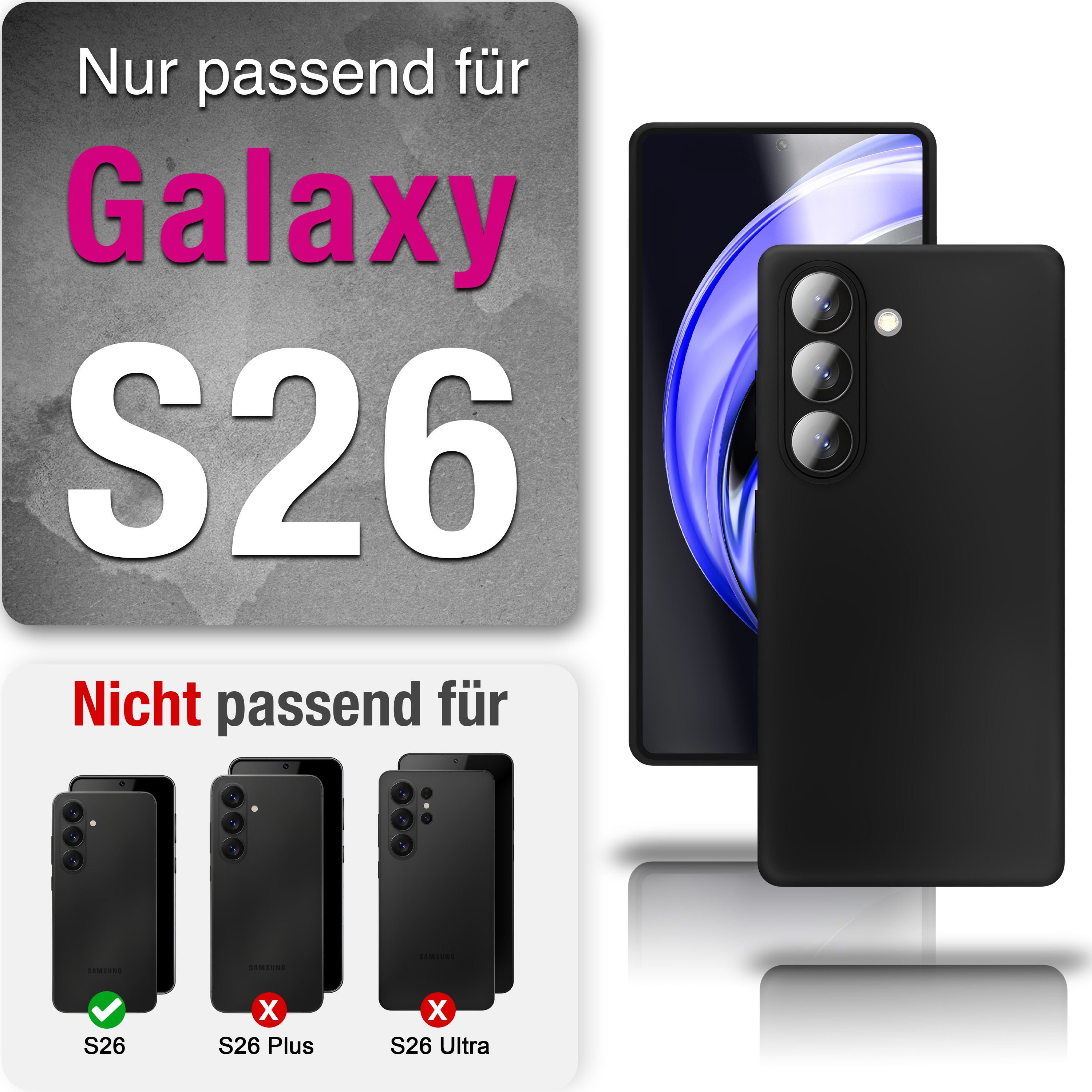 NALIA Matte Silikonhülle Samsung Galaxy S26 Case schwarz slim Kameraschutz Default Title NALIA SlimFit Hüllen