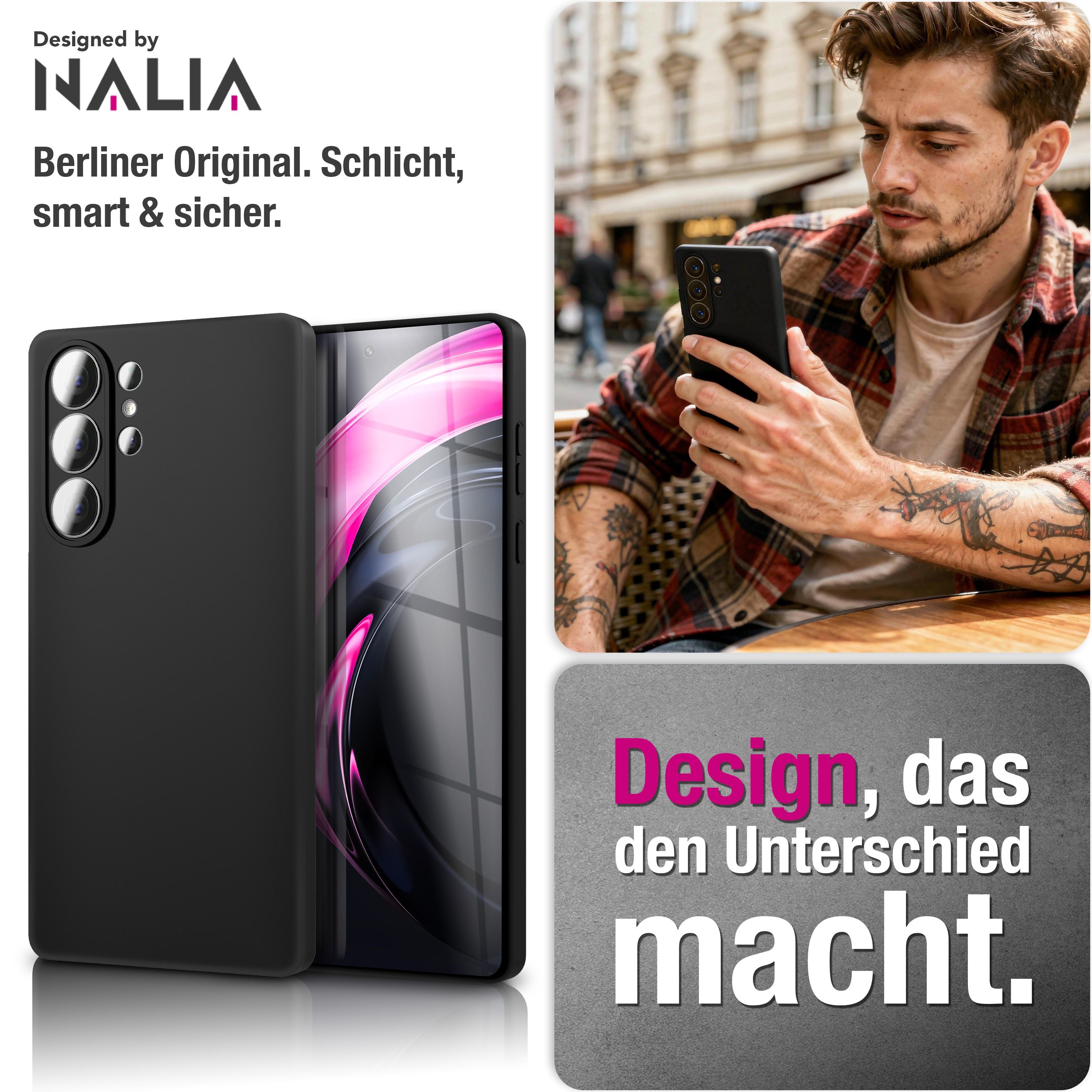 NALIA Matte Silikonhülle für Samsung Galaxy S26 Ultra – Slim, Schwarz & Rutschfest – STRIDER (Soft Case, Kameraschutz & Stoßfest) – Marke aus Berlin Default Title NALIA SlimFit Hüllen