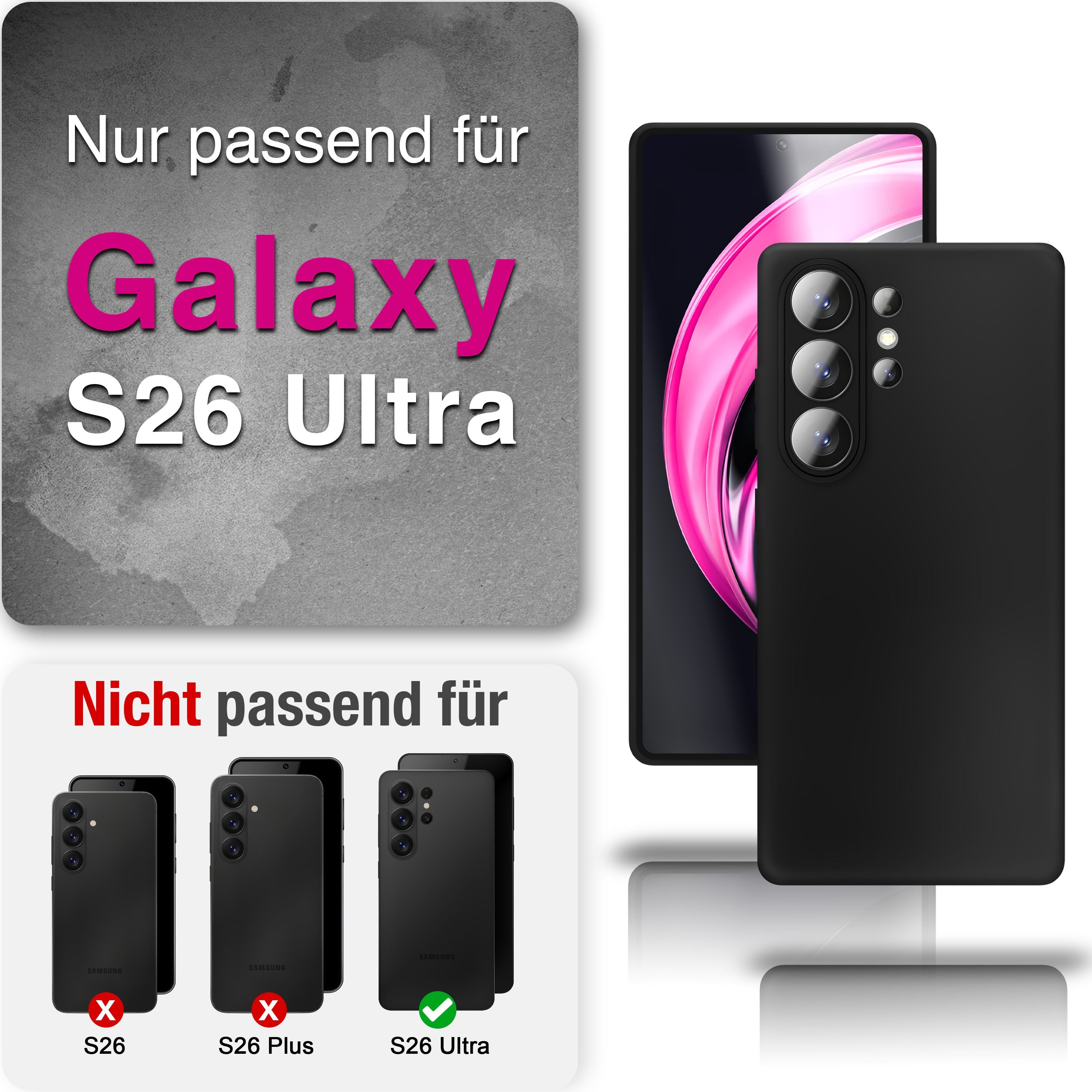 NALIA Matte Silikonhülle für Samsung Galaxy S26 Ultra – Slim, Schwarz & Rutschfest – STRIDER (Soft Case, Kameraschutz & Stoßfest) – Marke aus Berlin Default Title NALIA SlimFit Hüllen