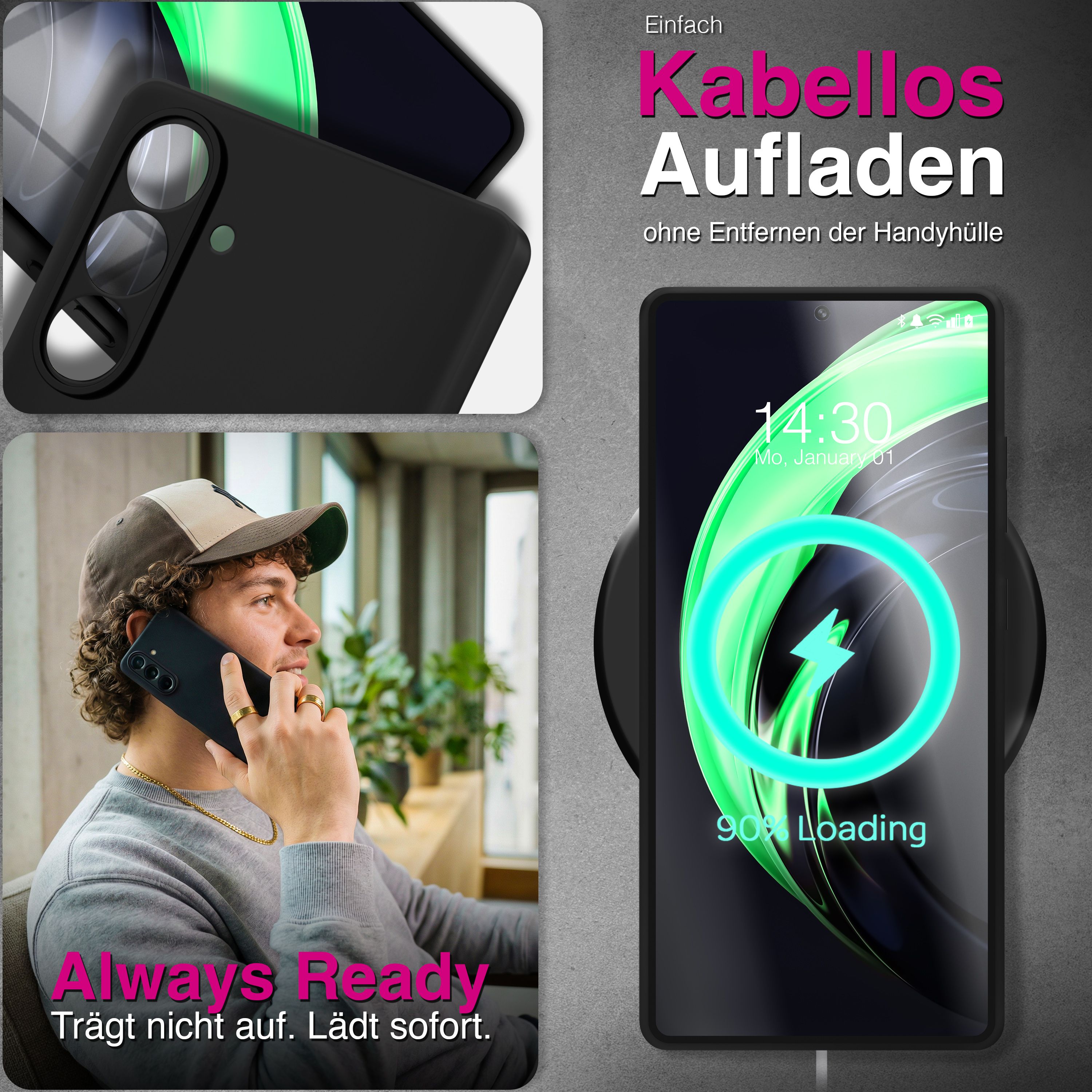 NALIA Matte Silikonhülle Samsung Galaxy A37 Case schwarz slim Kameraschutz Default Title NALIA SlimFit Hülle