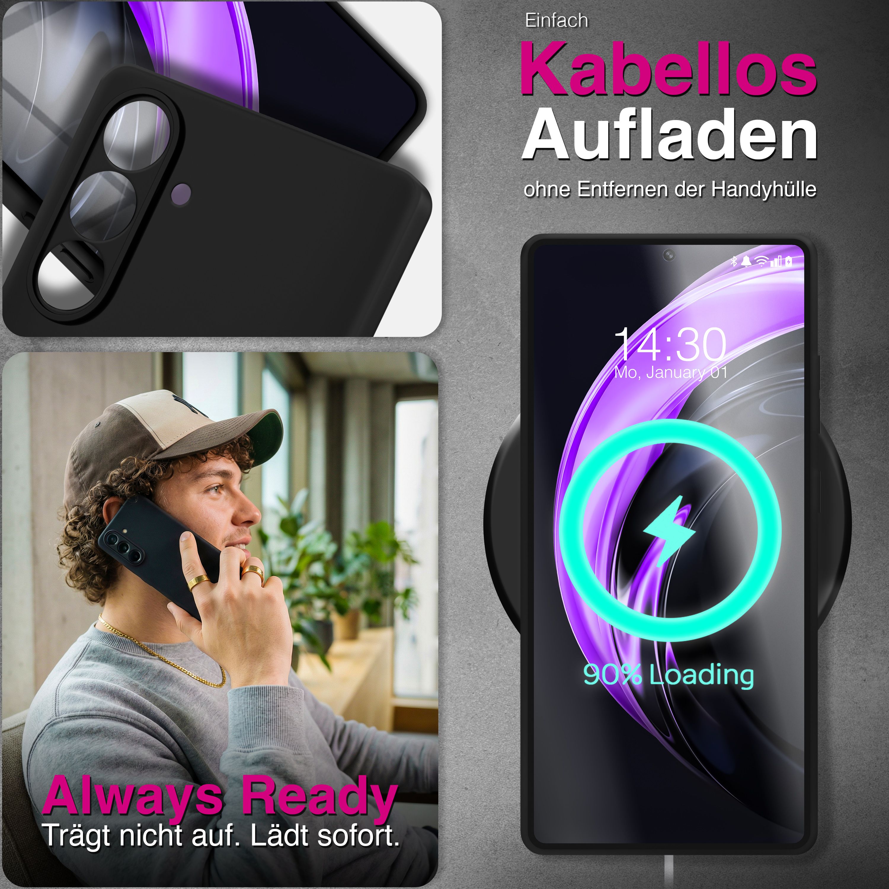 NALIA Matte Silikonhülle Samsung Galaxy A57 Case schwarz slim Kameraschutz Default Title NALIA SlimFit Hülle