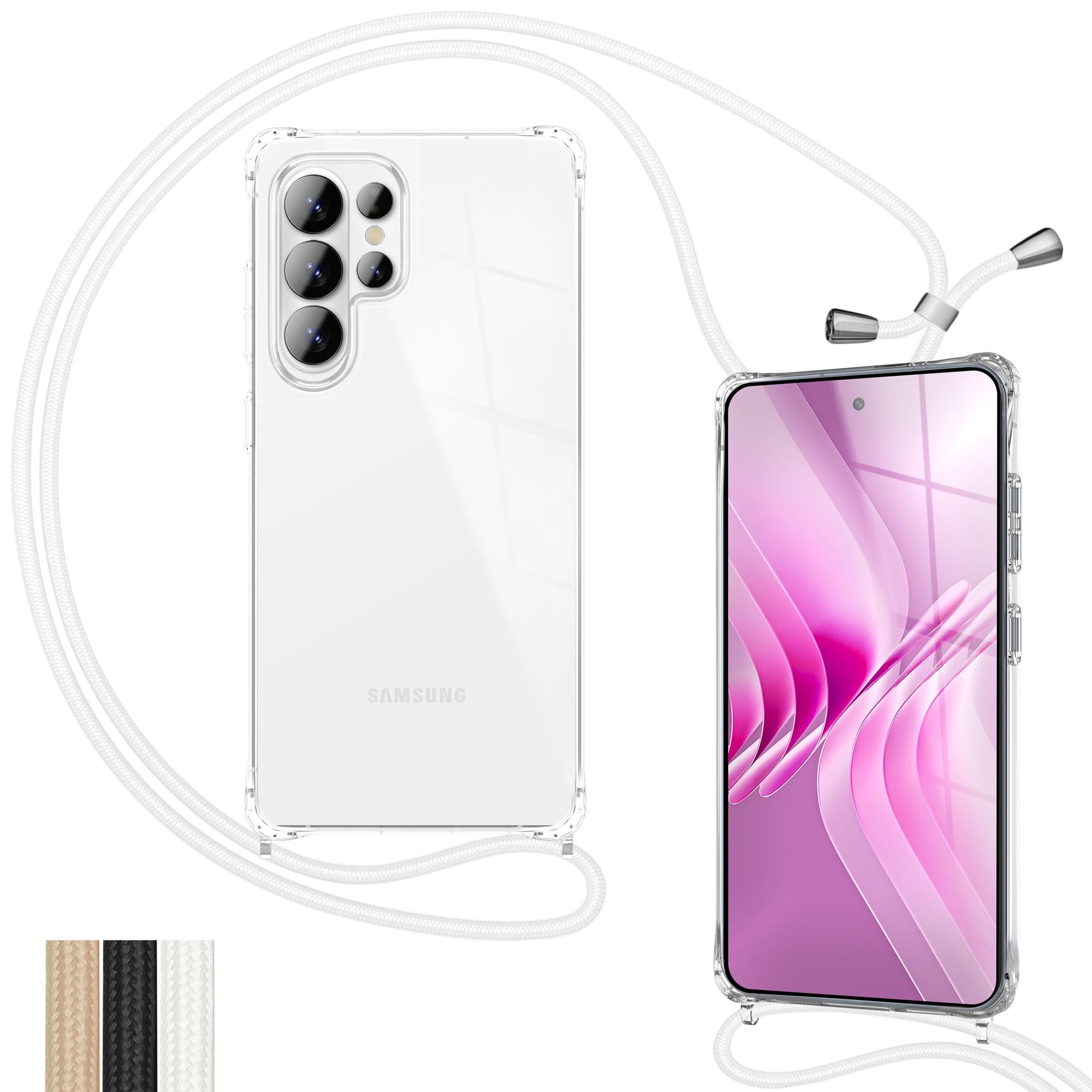 NALIA Handykette für Samsung Galaxy S26 Ultra – Transparentes Hybrid-Case & Band – HANGIT PRO (Anti-Gelb Rückseite & Verstellbar) – Marke aus Berlin Default NALIA Klare Hüllen