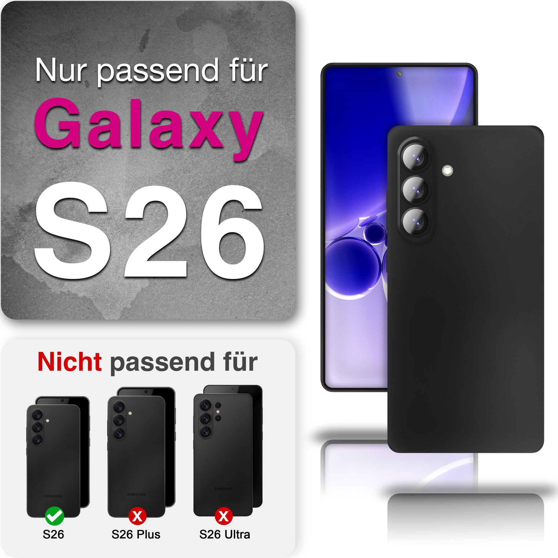 NALIA Ultra Slim Hardcase für Samsung Galaxy S26 – Matt & 0.3mm Dünn – PHANTOM (Dünnes Cover & Kamera-Vollschutz) – Marke aus Berlin Schwarz Opak NALIA SlimFit Hülle