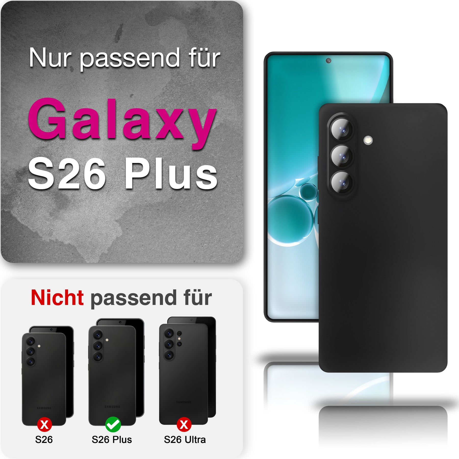 NALIA Ultra Slim Hardcase für Samsung Galaxy S26 Plus – Matt & 0.3mm Dünn – PHANTOM (Dünnes Cover & Kamera-Vollschutz) – Marke aus Berlin Schwarz Opak NALIA SlimFit Hülle