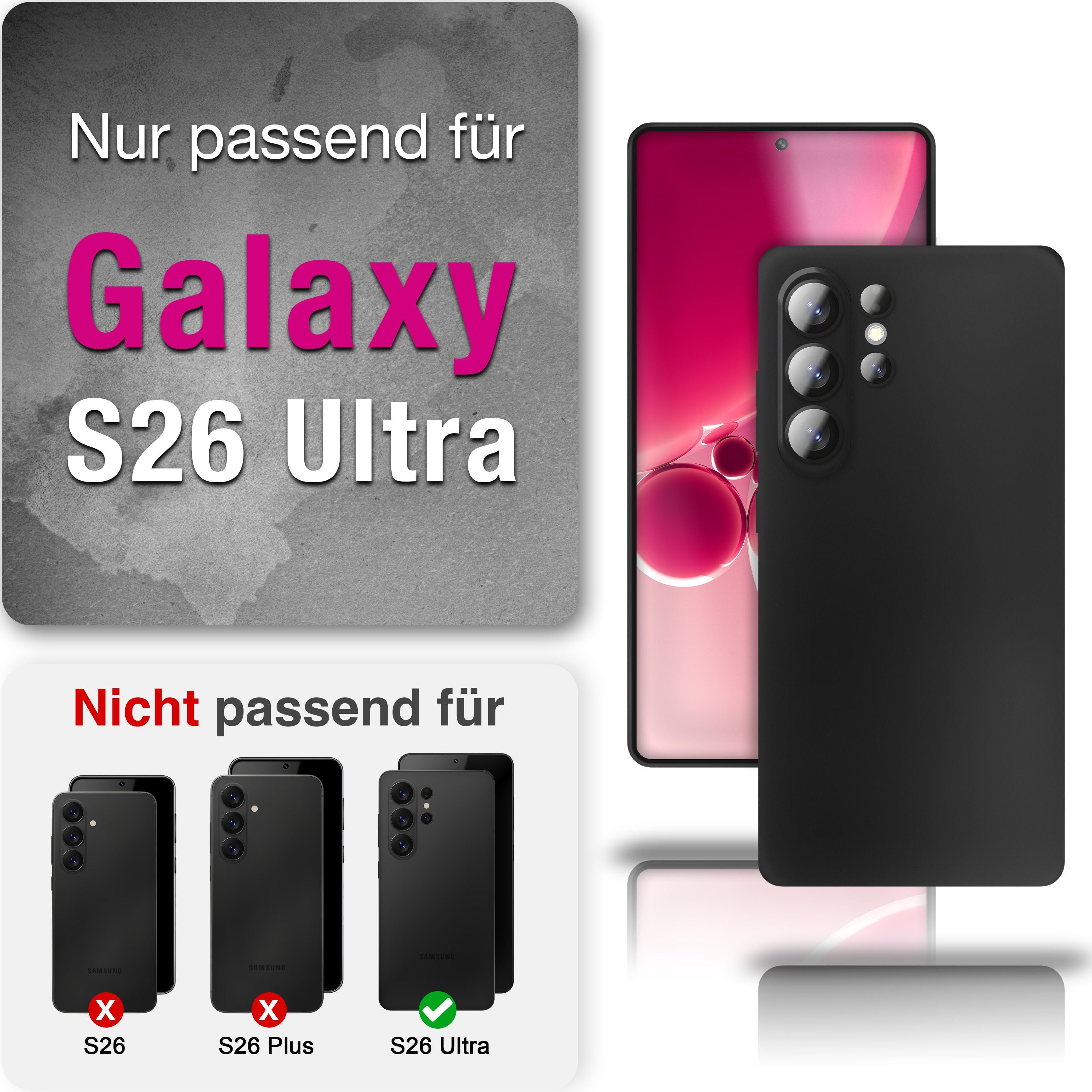 NALIA Ultra Slim Hardcase für Samsung Galaxy S26 Ultra – Matt & 0.3mm Dünn – PHANTOM (Hauchdünnes Cover & Kamera-Vollschutz) – Marke aus Berlin Schwarz Opak NALIA SlimFit Hülle
