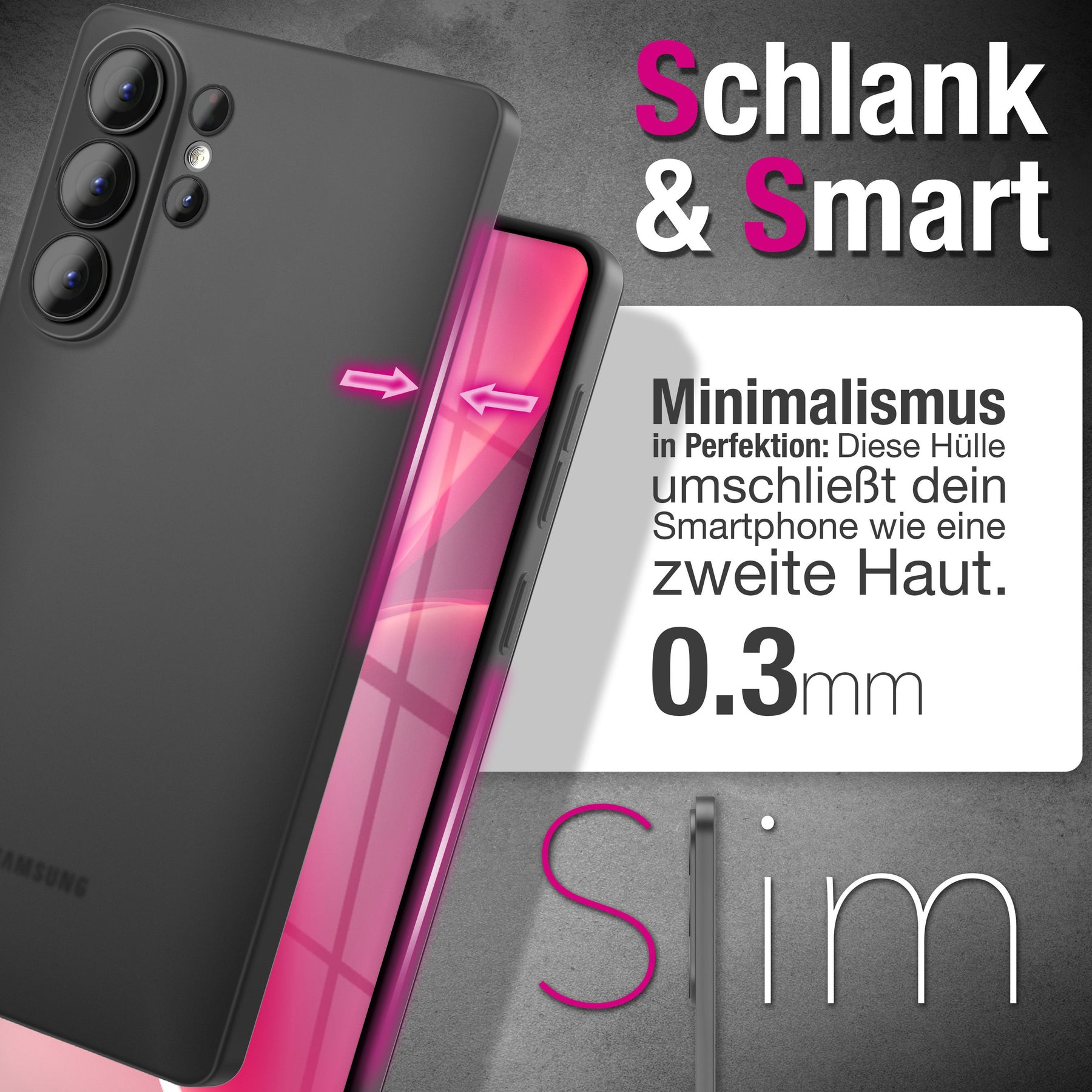 NALIA Ultra Slim Hardcase für Samsung Galaxy S26 Ultra – Matt & 0.3mm Dünn – PHANTOM (Dünnes Cover & Kamera-Vollschutz) – Marke aus Berlin Schwarz Transparent NALIA SlimFit Hülle