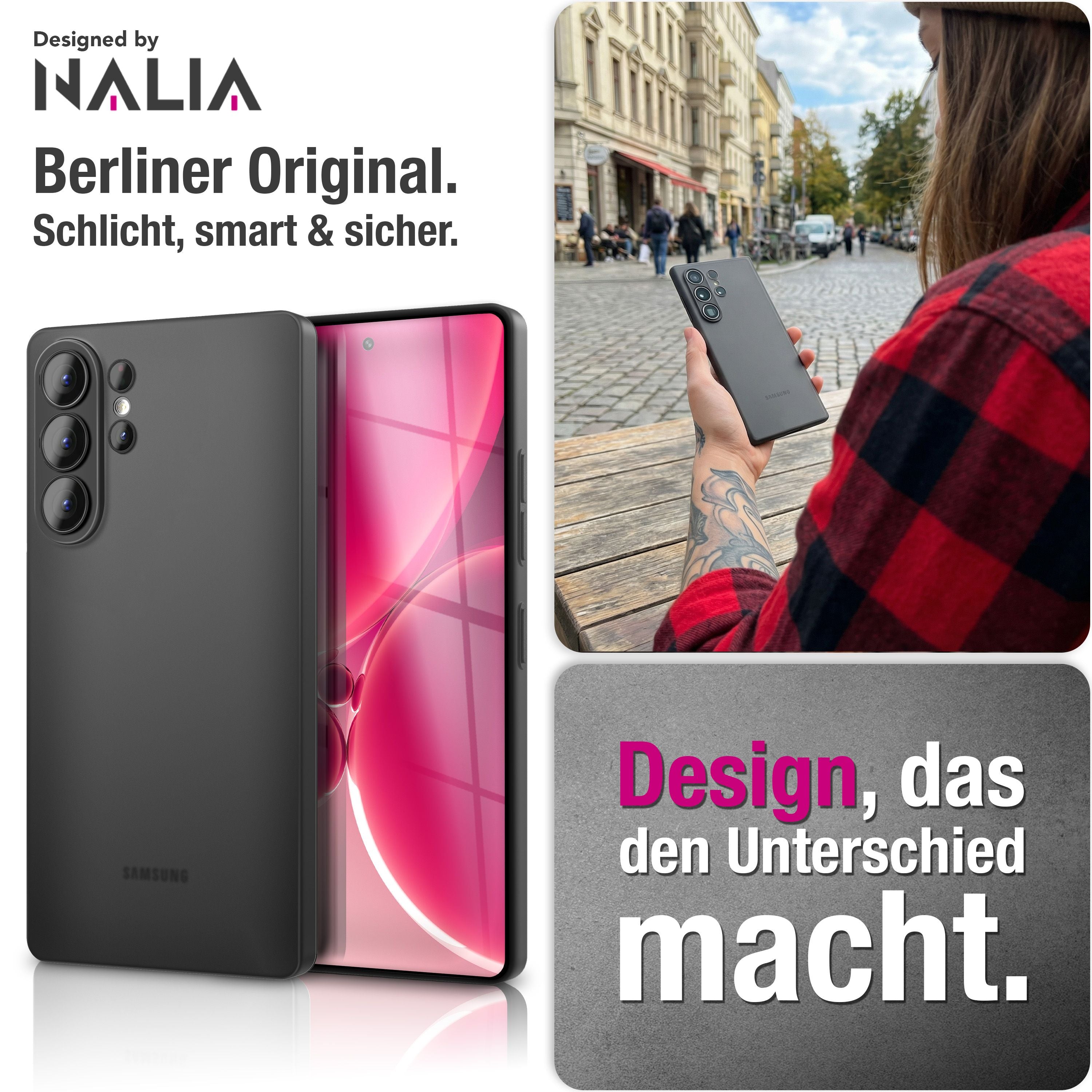 NALIA Ultra Slim Hardcase für Samsung Galaxy S26 Ultra – Matt & 0.3mm Dünn – PHANTOM (Hauchdünnes Cover & Kamera-Vollschutz) – Marke aus Berlin Schwarz Transparent NALIA SlimFit Hülle
