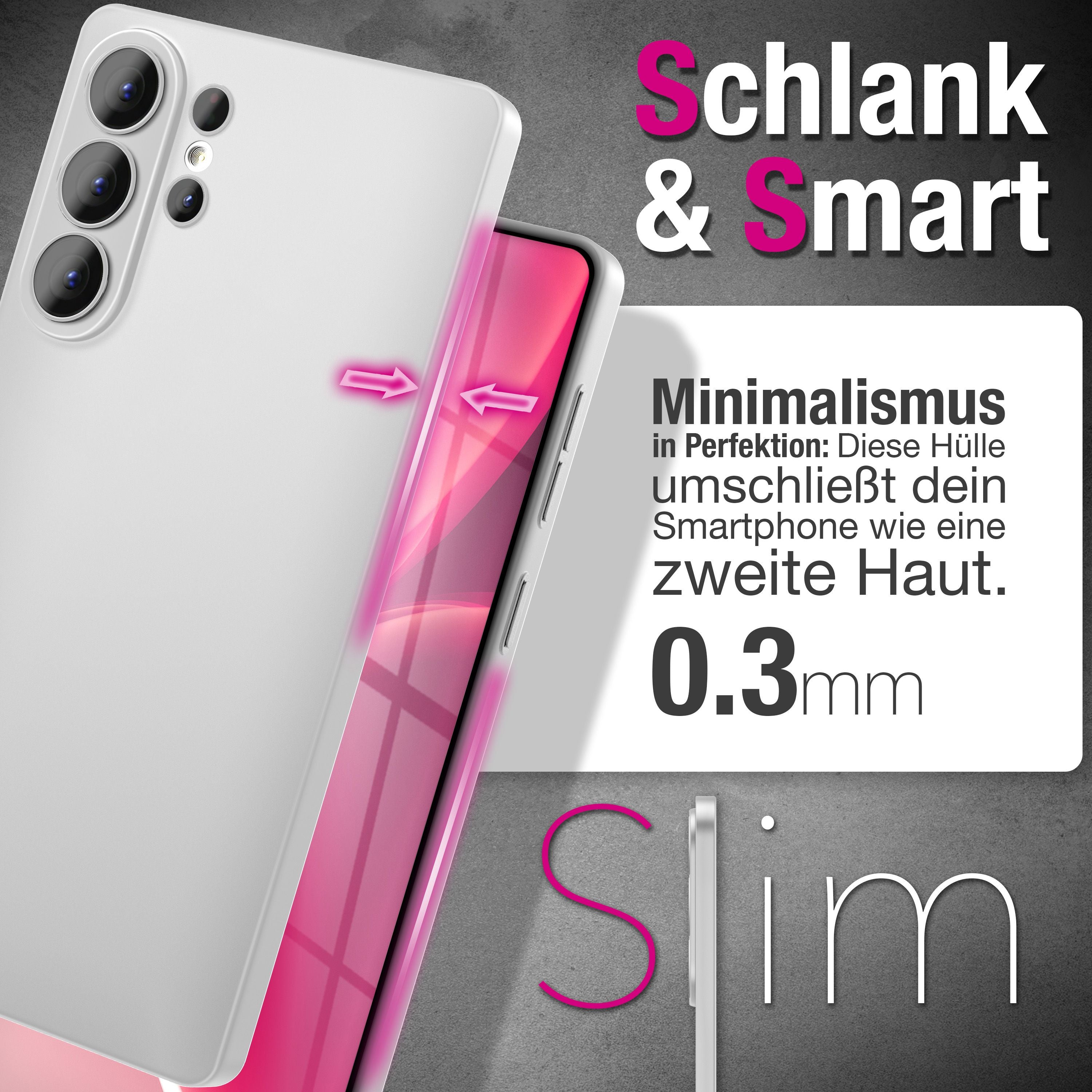 NALIA Ultra Slim Hardcase für Samsung Galaxy S26 Ultra – Matt & 0.3mm Dünn – PHANTOM (Hauchdünnes Cover & Kamera-Vollschutz) – Marke aus Berlin Weiß Transparent NALIA SlimFit Hülle