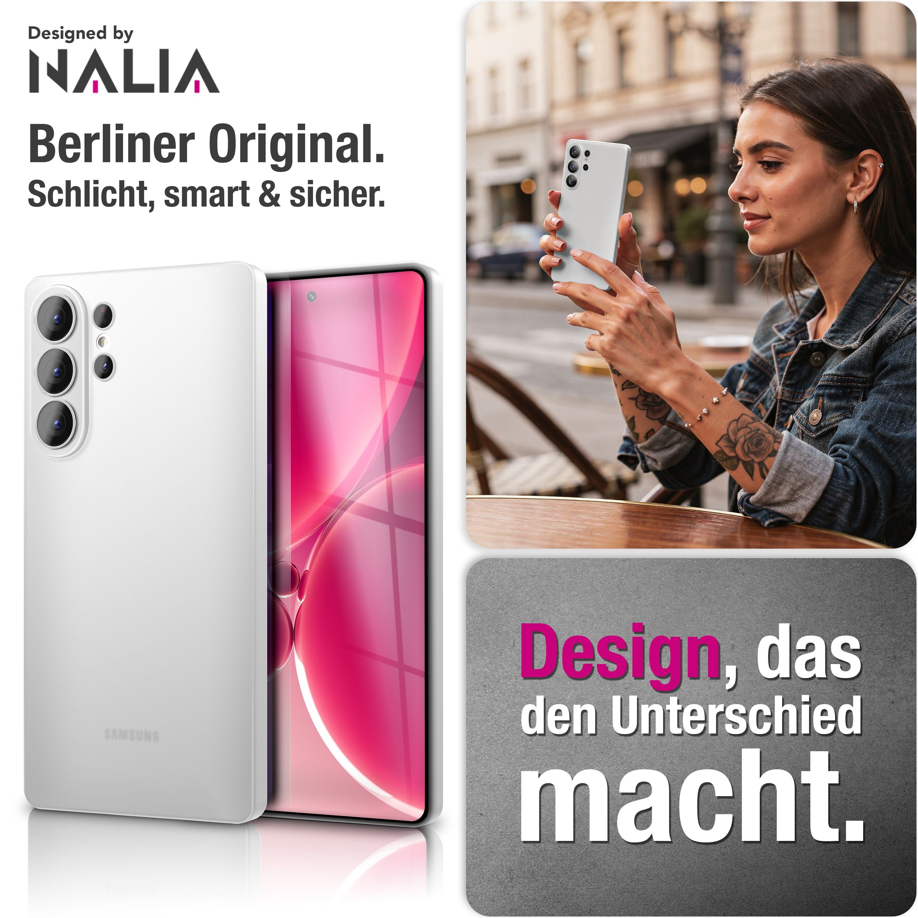 NALIA Ultra Slim Hardcase für Samsung Galaxy S26 Ultra – Matt & 0.3mm Dünn – PHANTOM (Hauchdünnes Cover & Kamera-Vollschutz) – Marke aus Berlin Weiß Transparent NALIA SlimFit Hülle